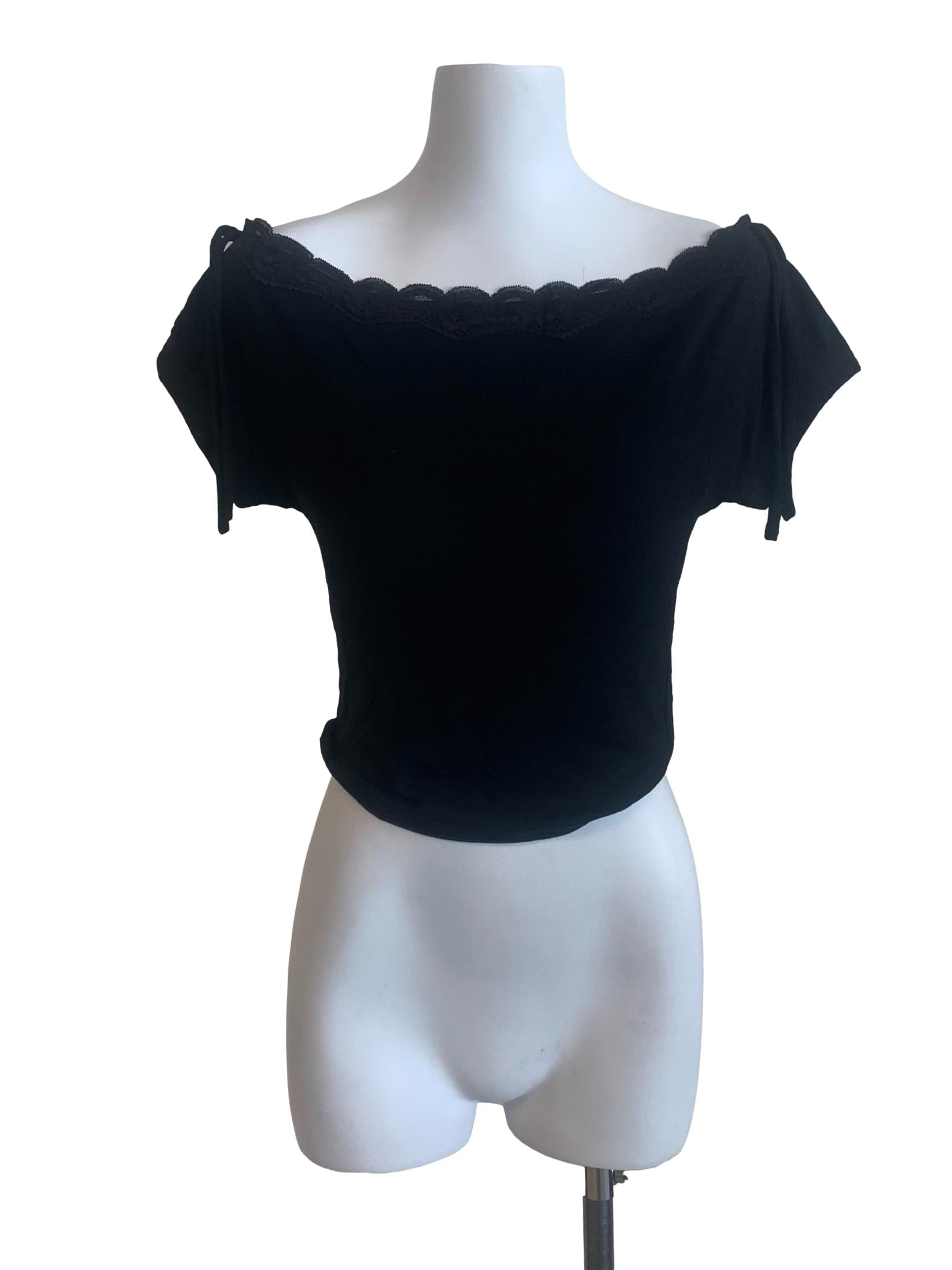 Black Sabrina Neck Top