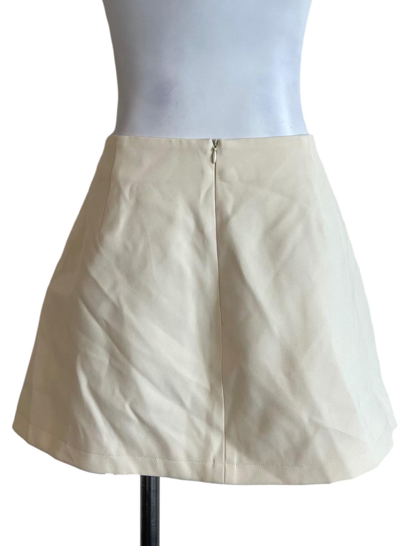Cream Overlay Mini Skirt