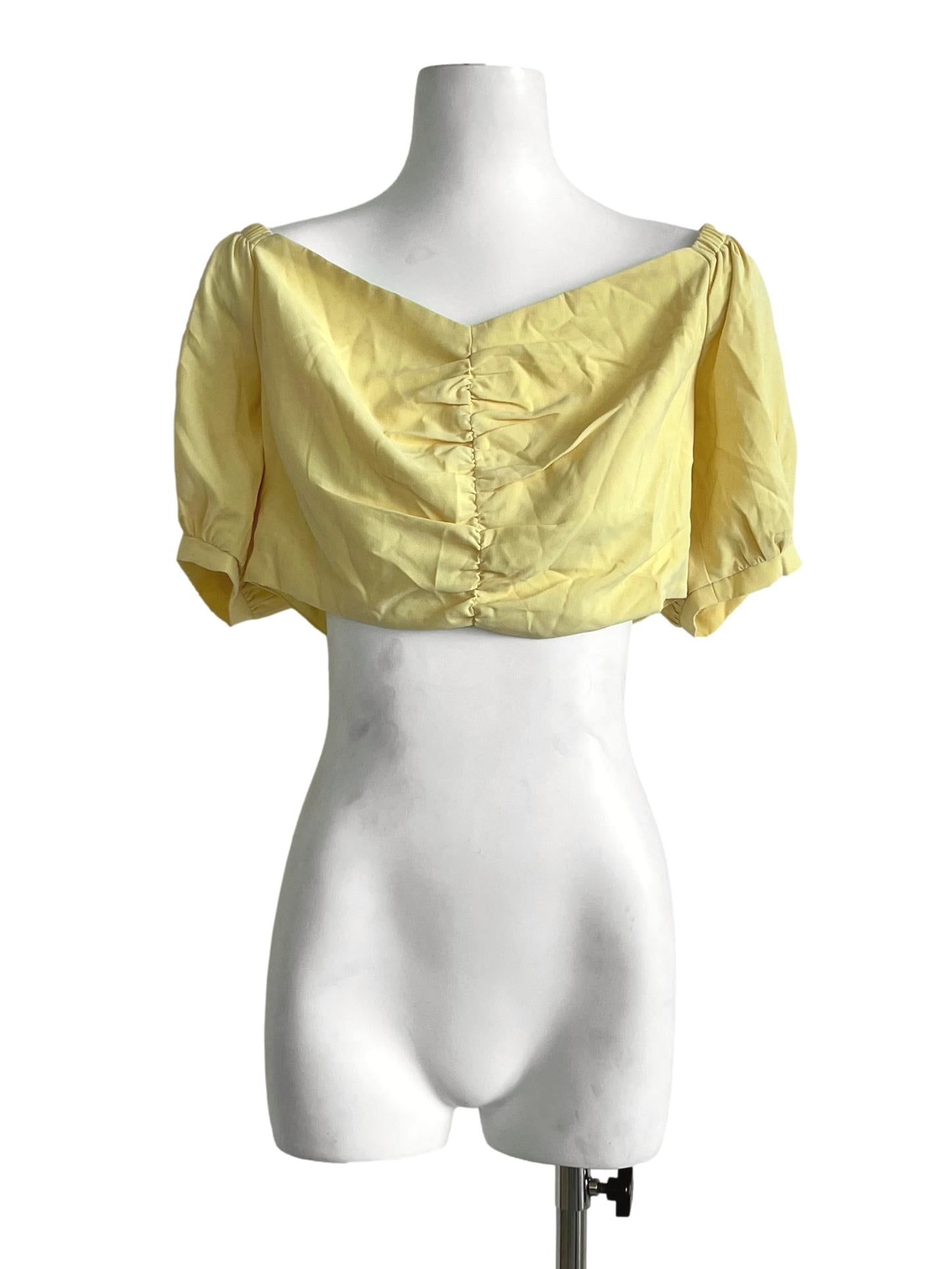 Yellow Plain Zip Blouse
