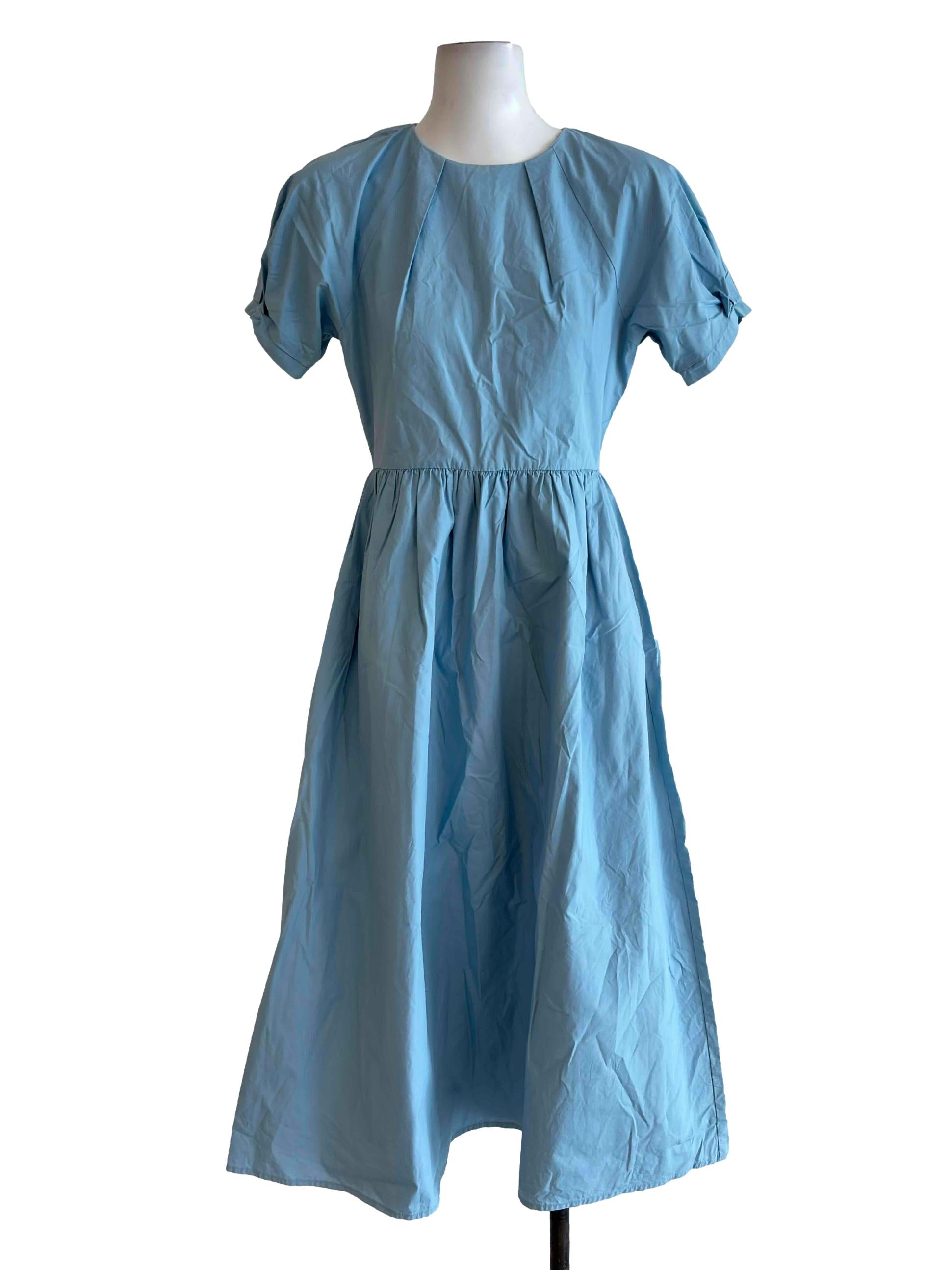 Sky Blue Cotton Midi Dress OSN