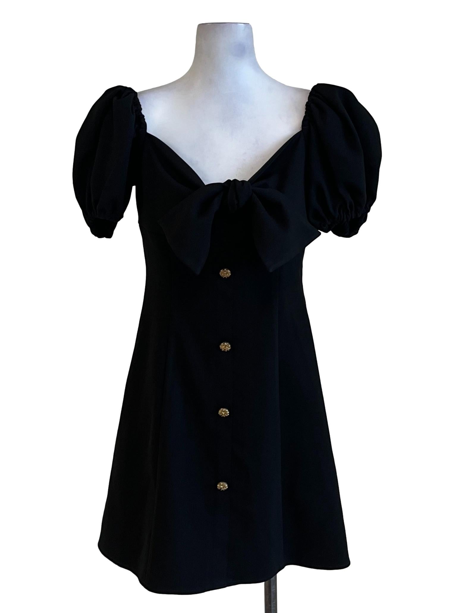 Ink Black Strapless Decorative Front Mini Dress