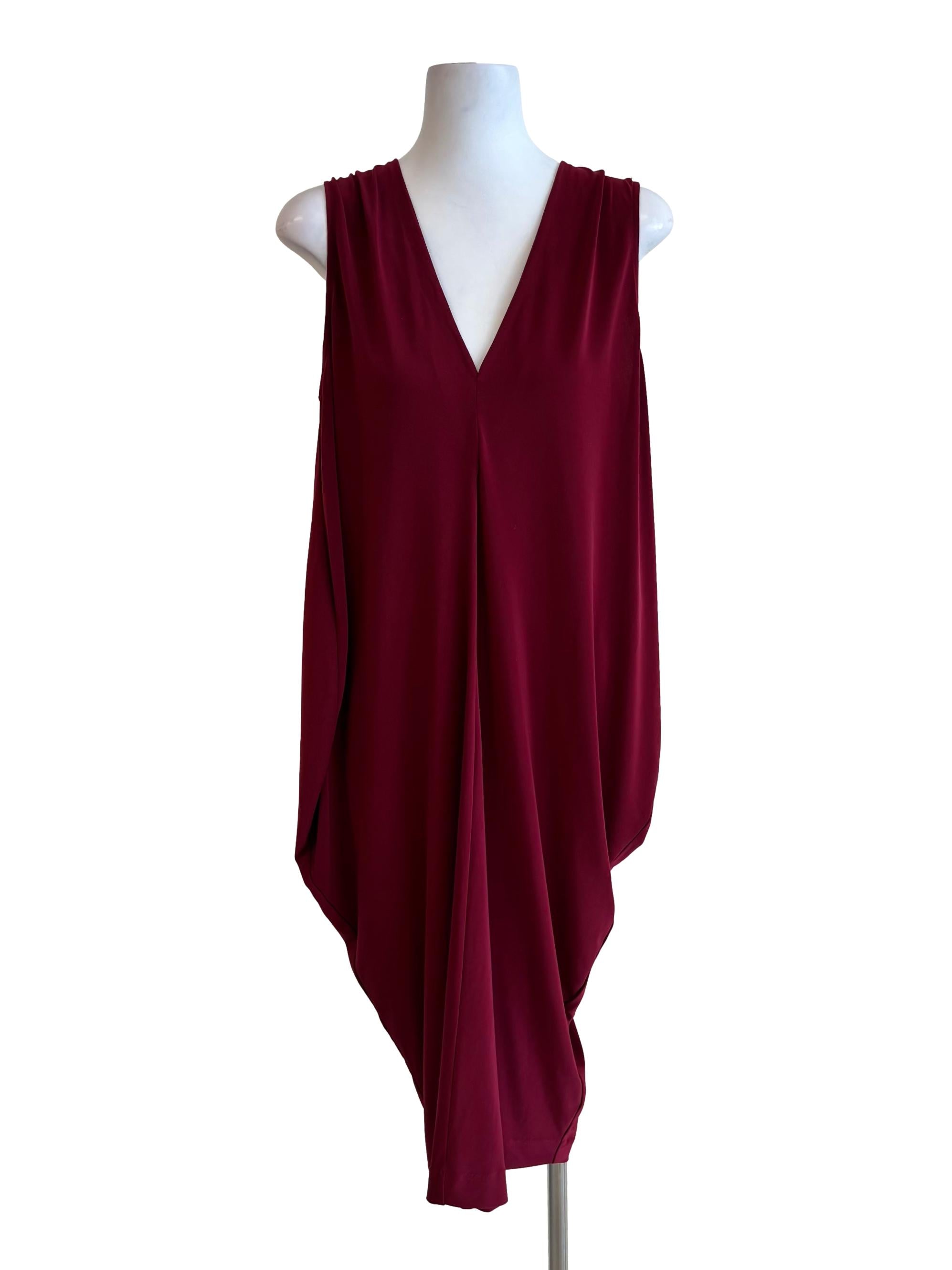 Maroon V-Neck Sleeveless Kaftan Dress