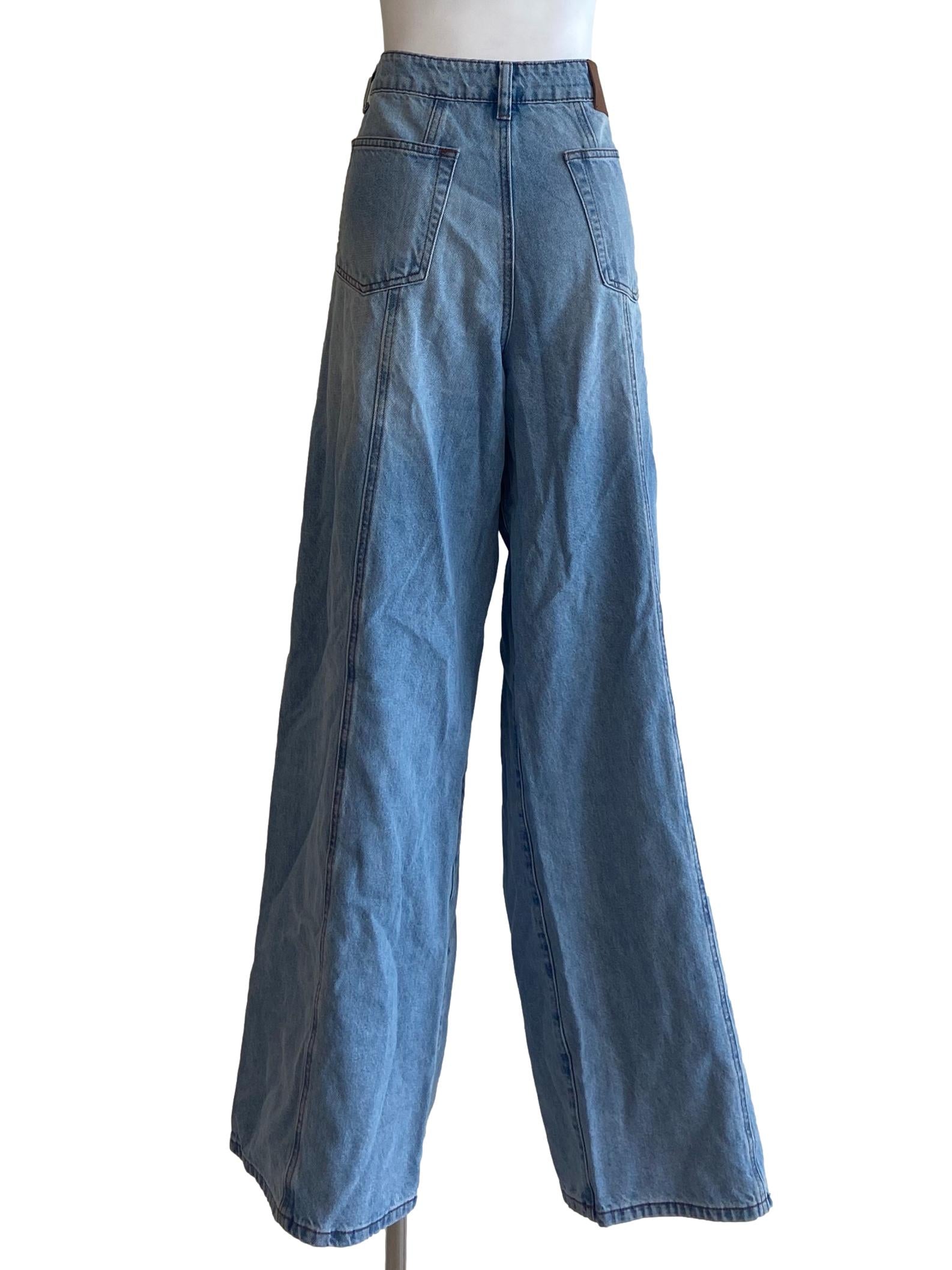 Blue Herringbone Straight  Baggy Jeans
