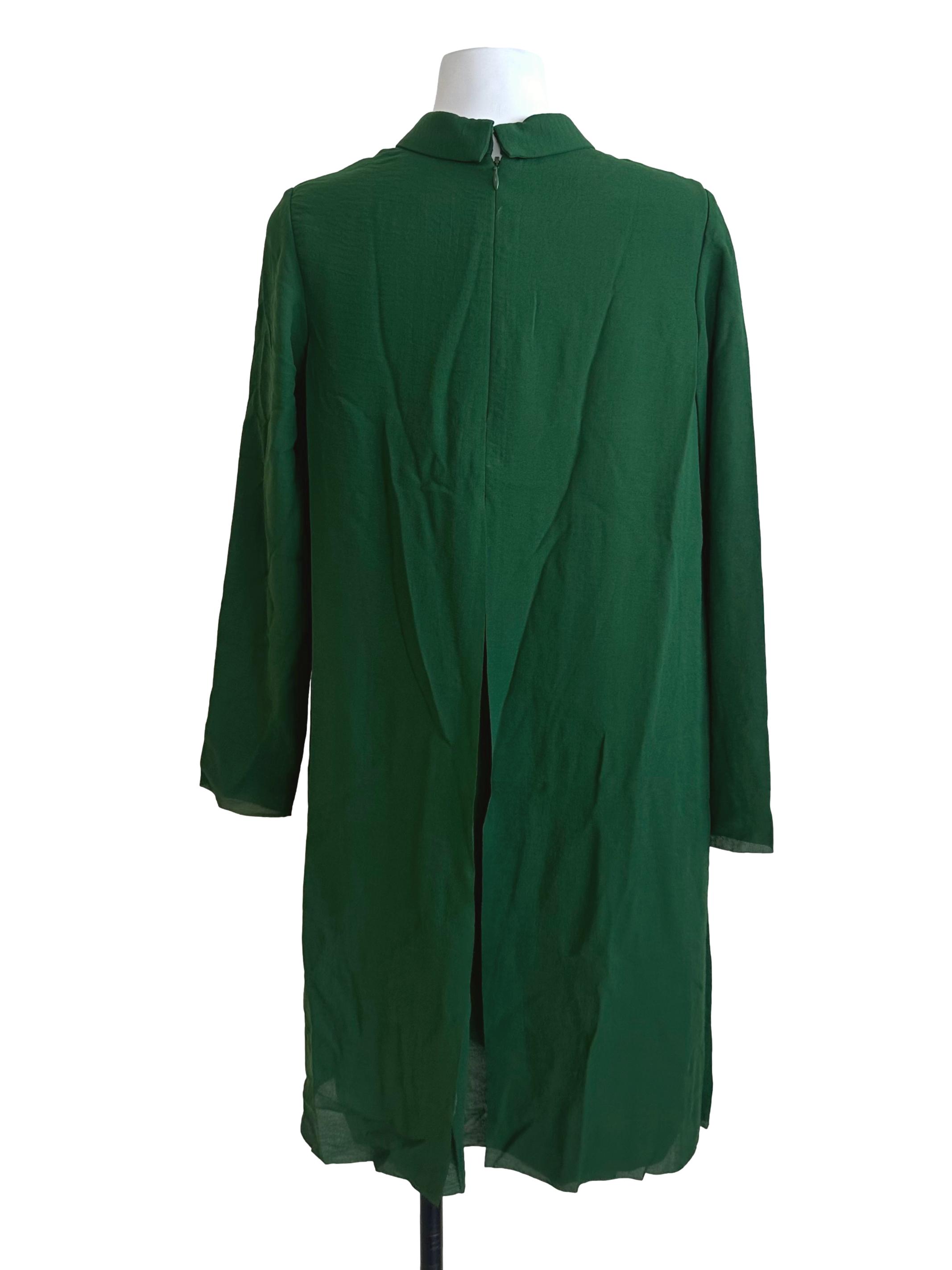 Forest Green Chiffon Round Neck Dress
