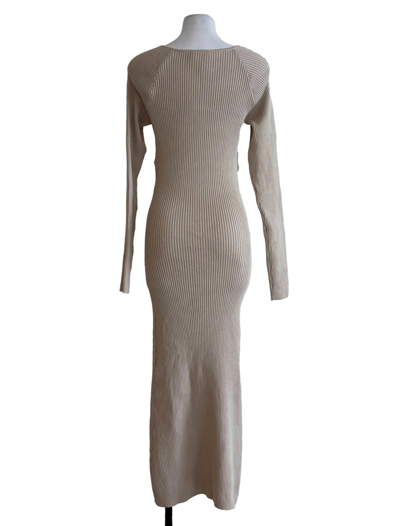 Eggshell Longsleeve Ribbed Dress