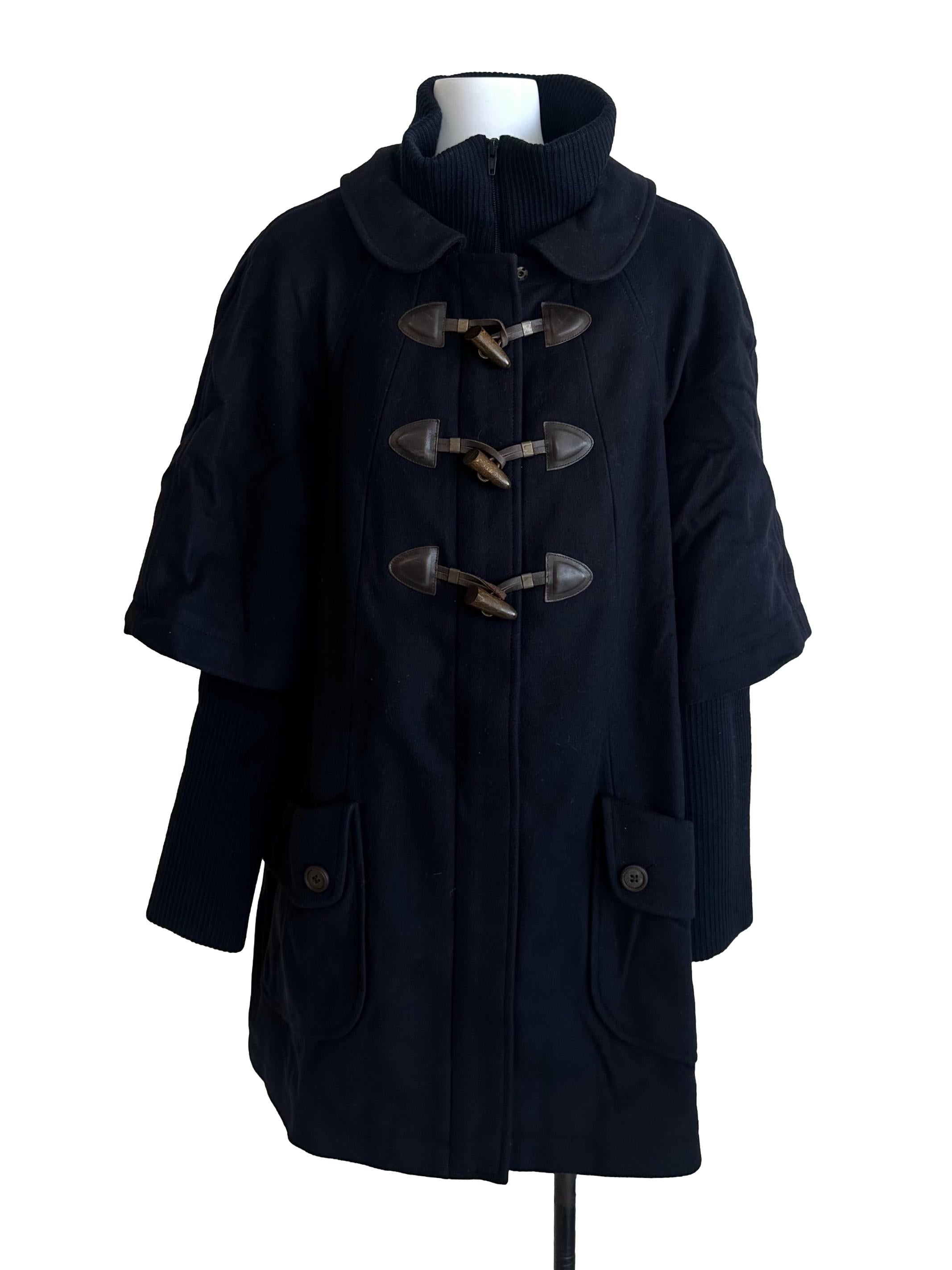 Midnight Blue High Neck Wool Thick Jacket