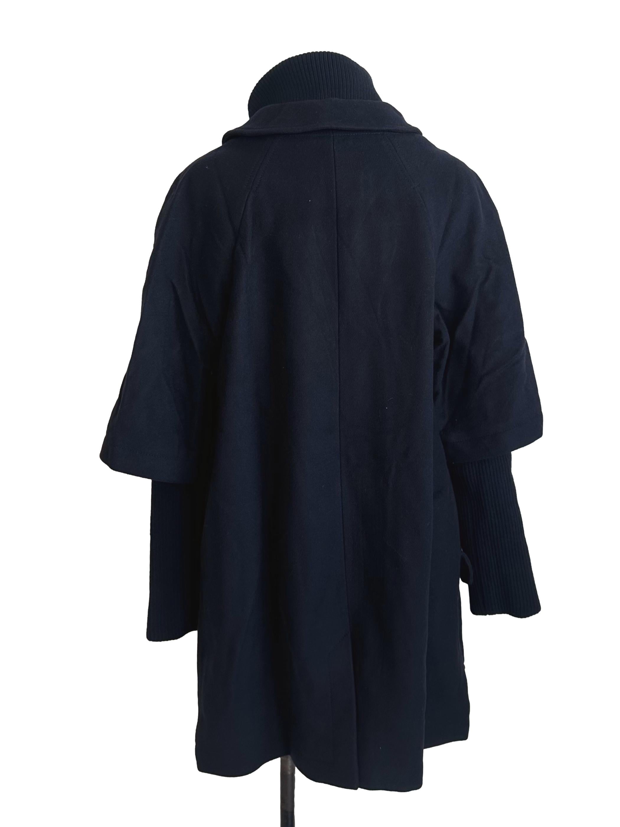 Midnight Blue High Neck Wool Thick Jacket