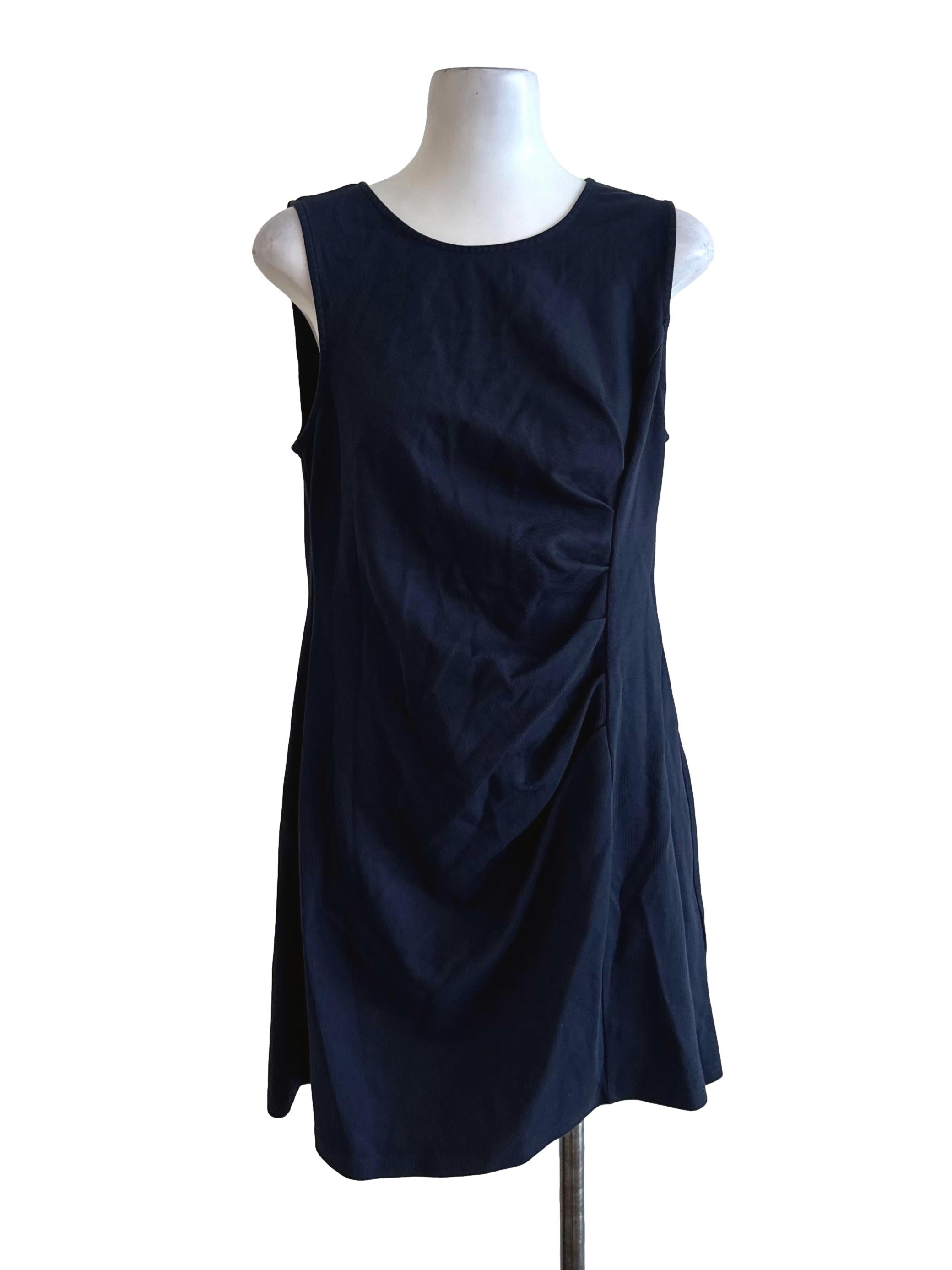 Midnight Blue Side Ruched Sleeveless Dress