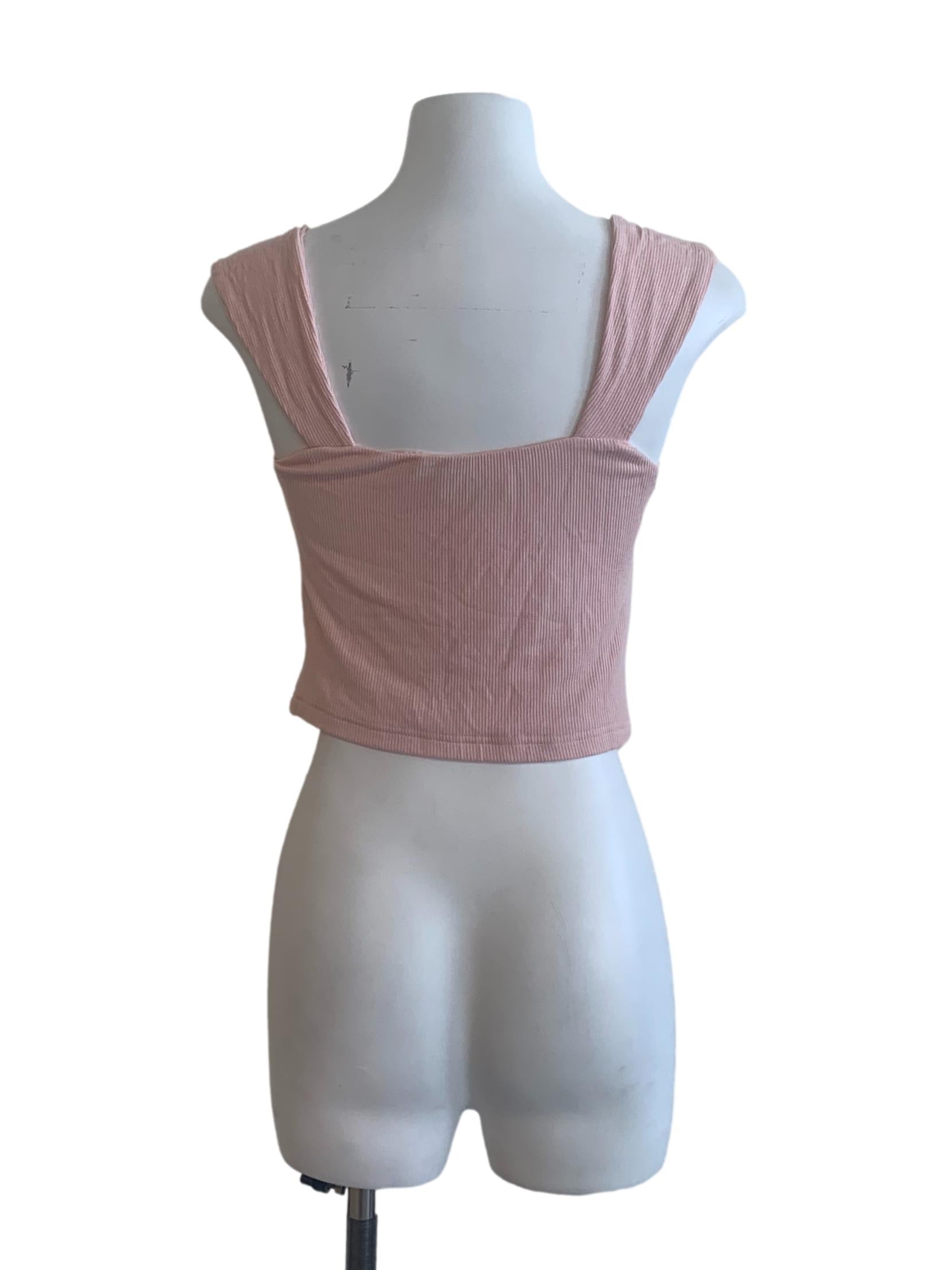 Flamingo Pink Square Neck Top