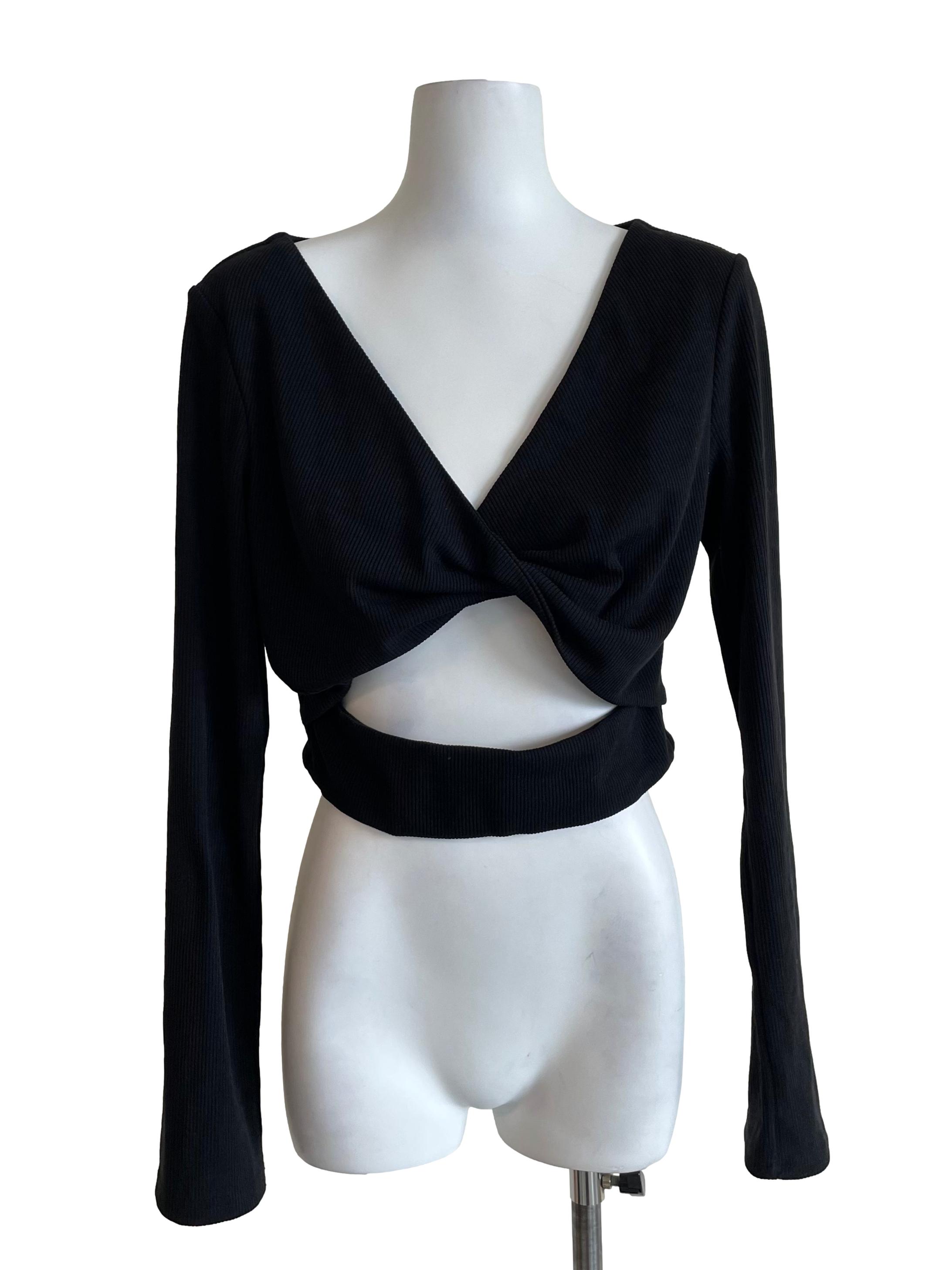 Charcoal Crossed Slit Waist Top