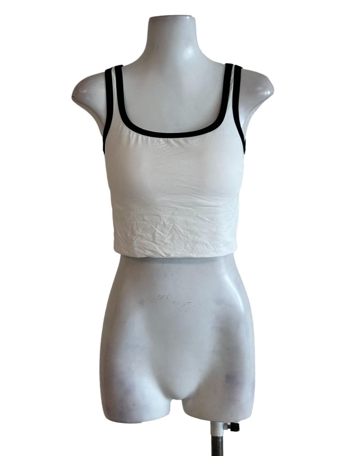 White And Black Scoop Neck Top