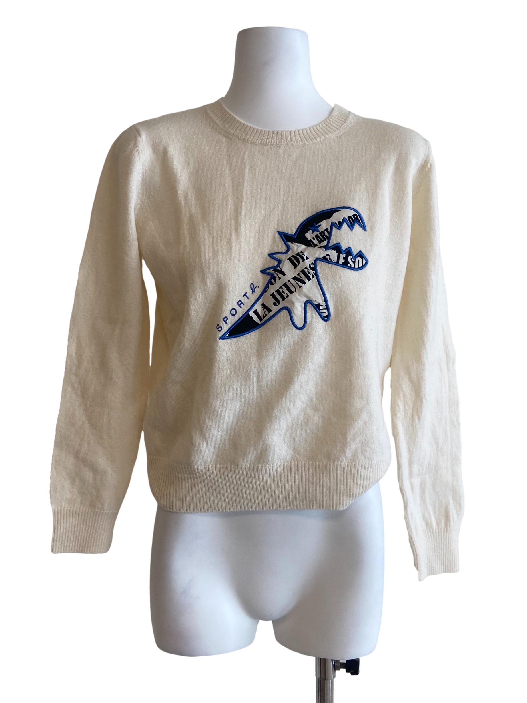 Cream White Logo Twill Pegged Blouse