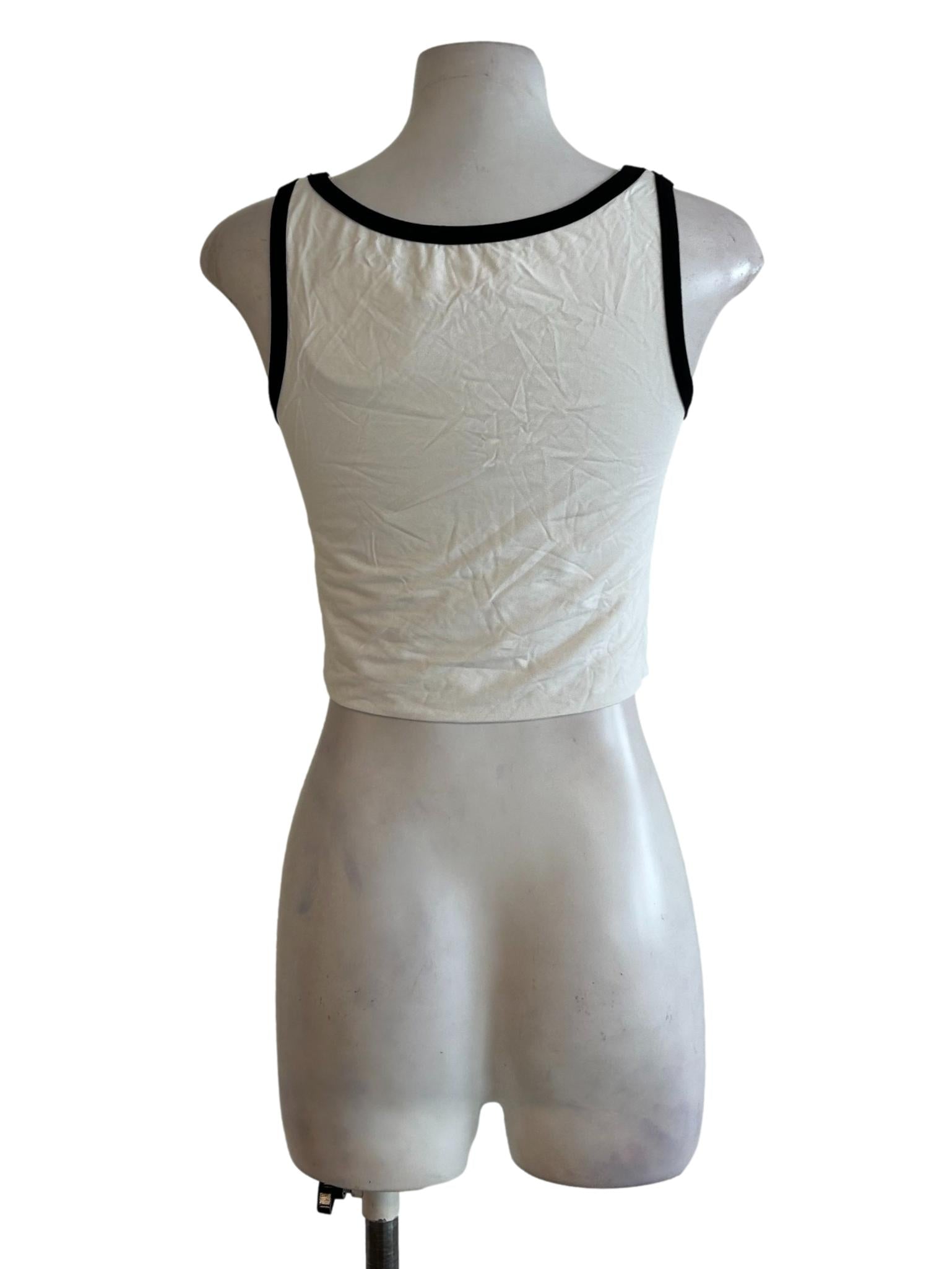 White And Black Scoop Neck Top