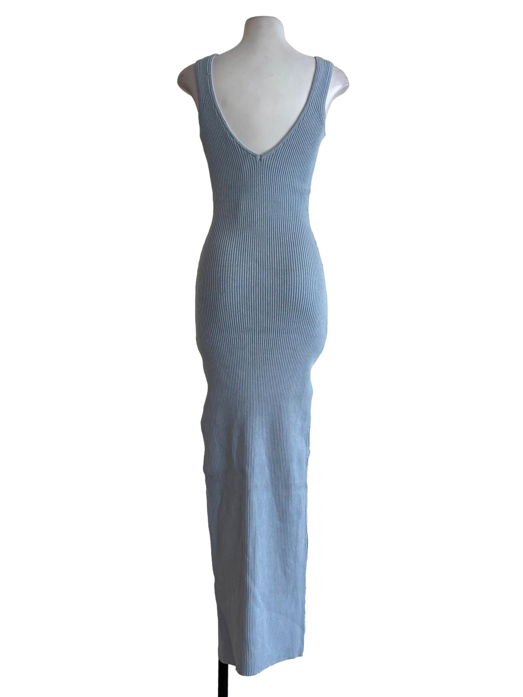 Baby Blue Sleeveless Ribbed Dress