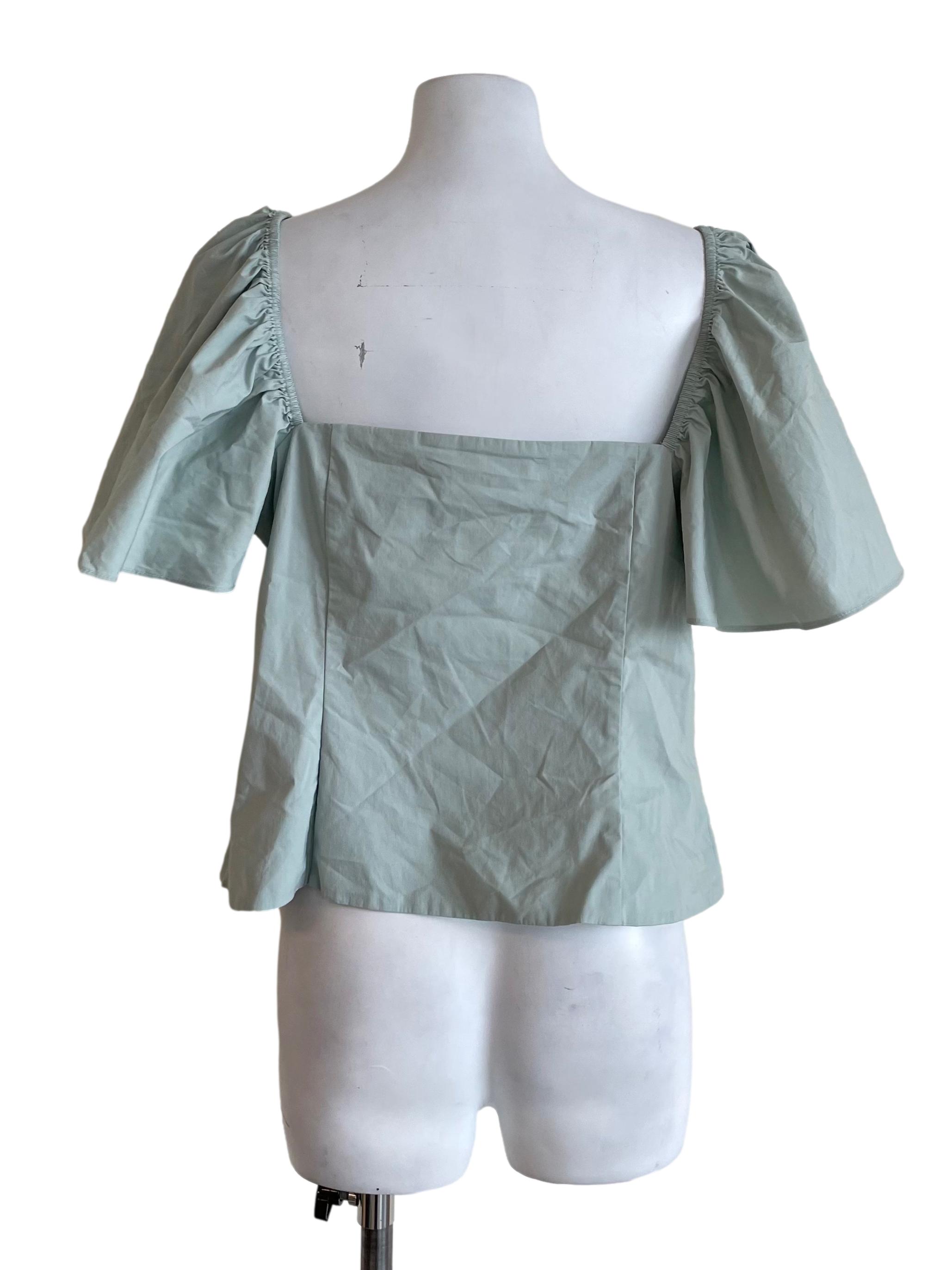 Pistachio Butterfly Sleeves Sweetheart Top