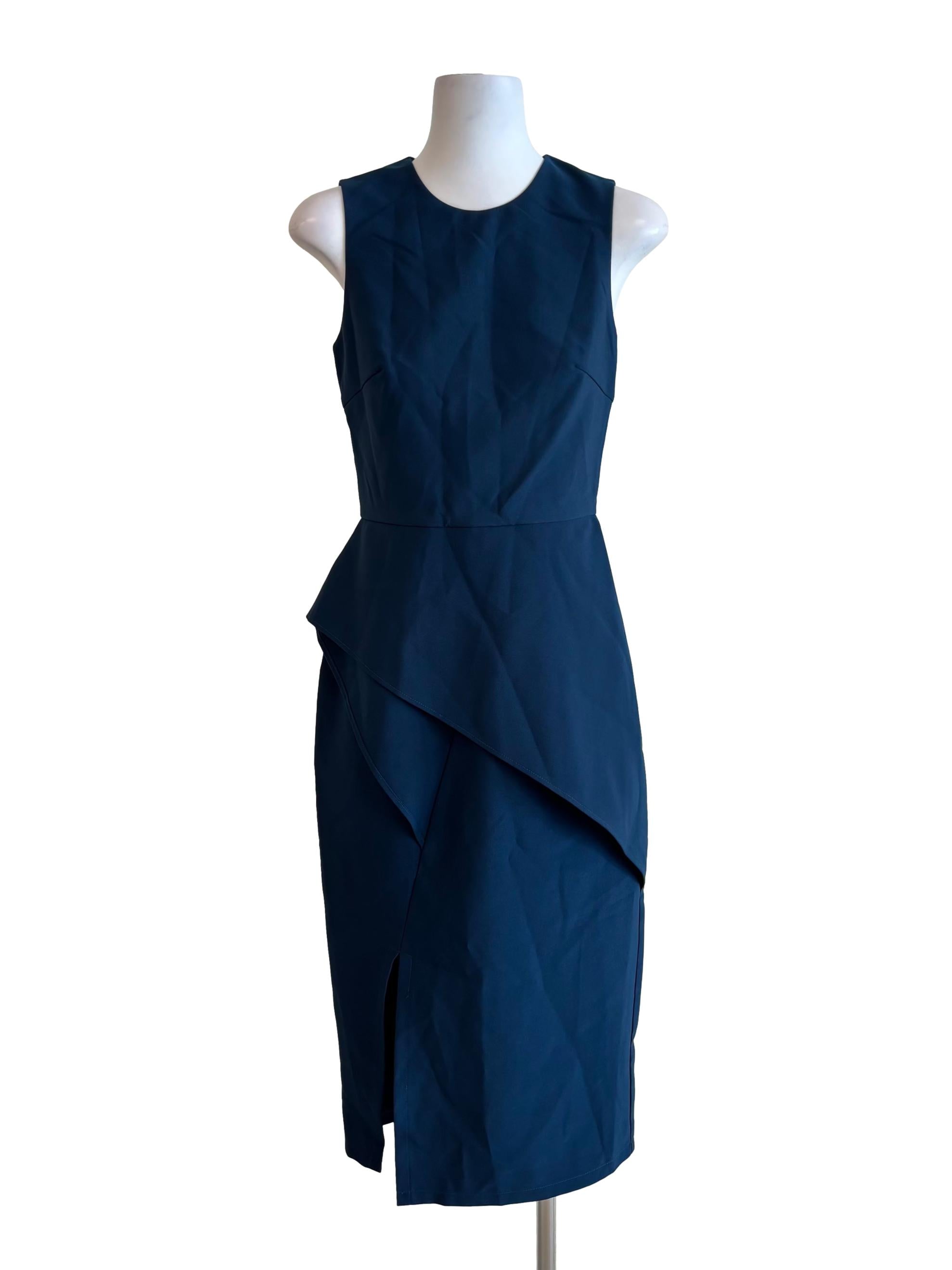 Navy Blue Sleeveless Peplum Dress