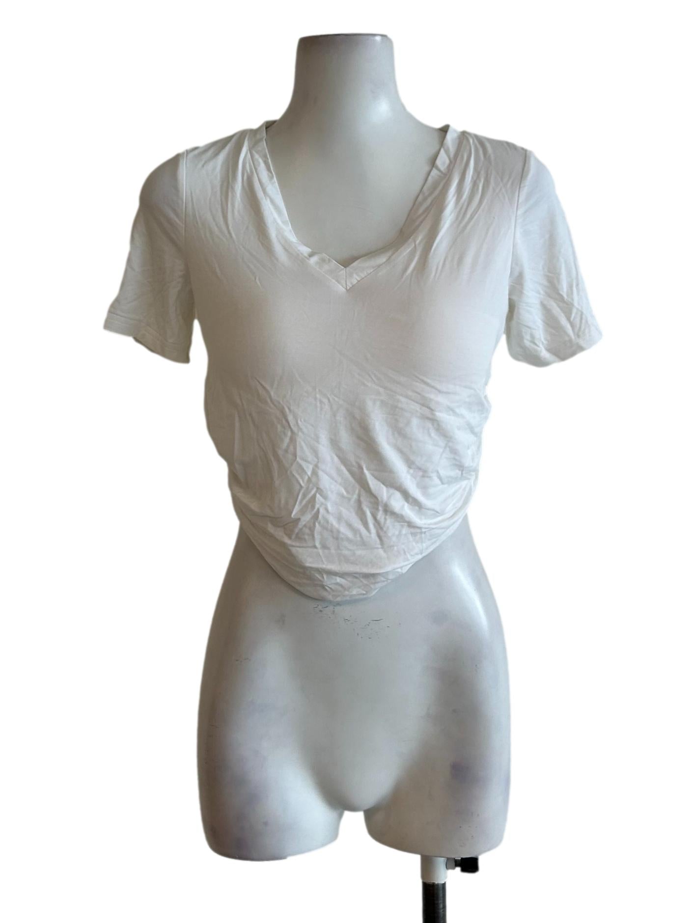 White Ivory V Neck Top