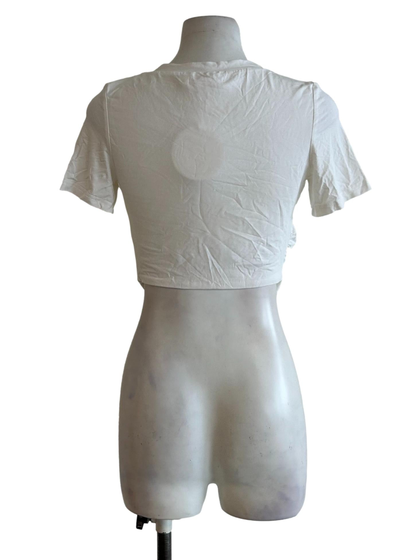 White Ivory V Neck Top