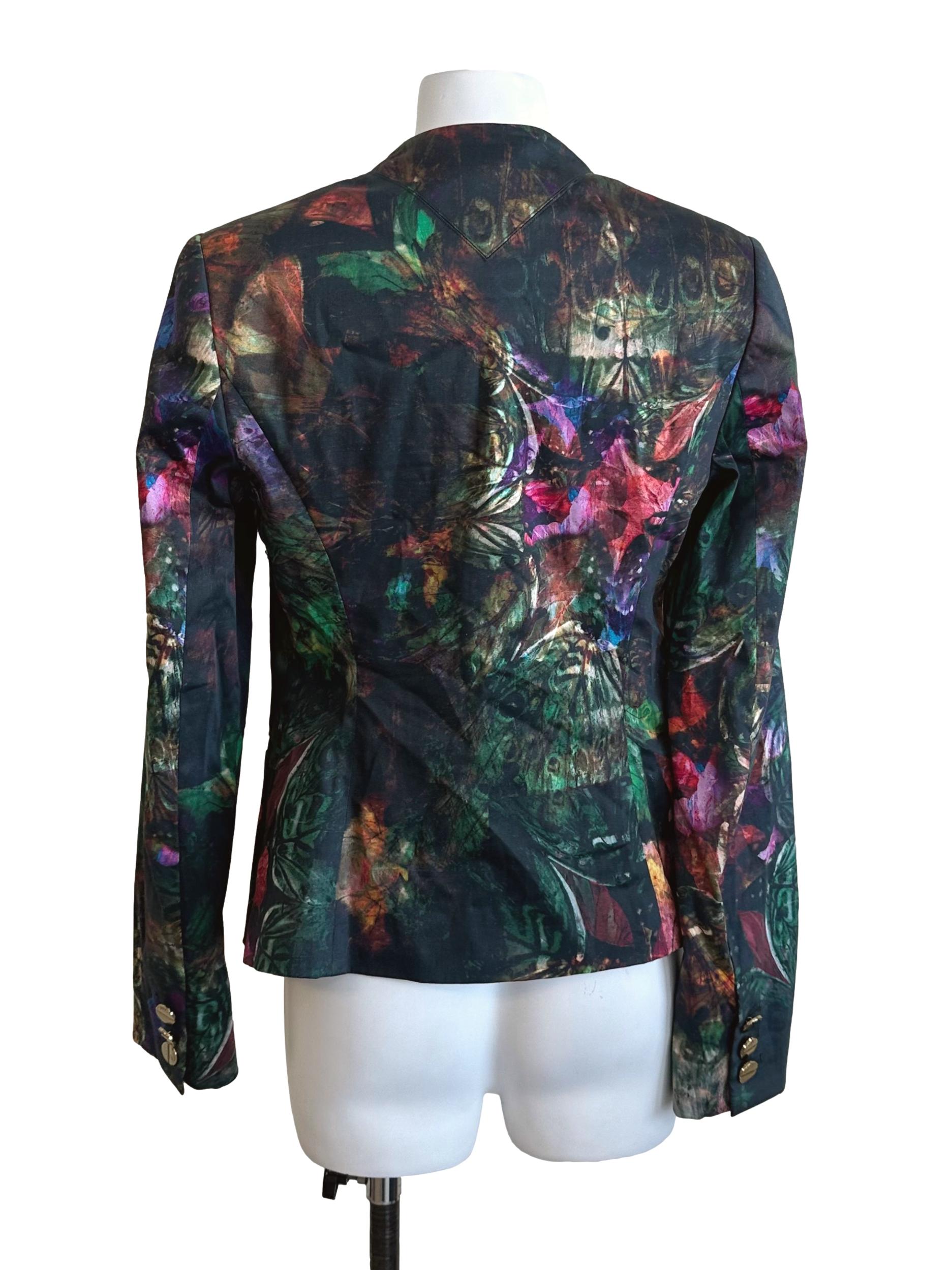 Emerald Green V Neck Pattern Blazer