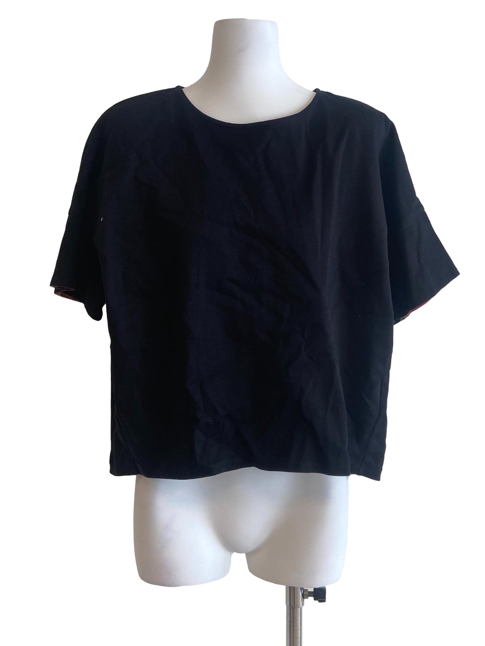 Black Twill Asymmetric Blouse
