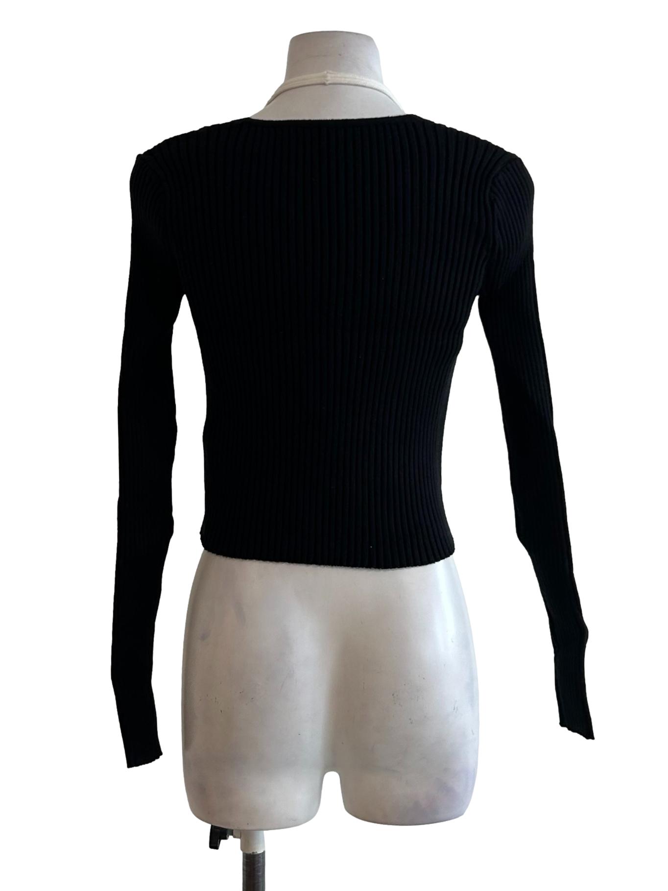 Black And White Ribbed Top