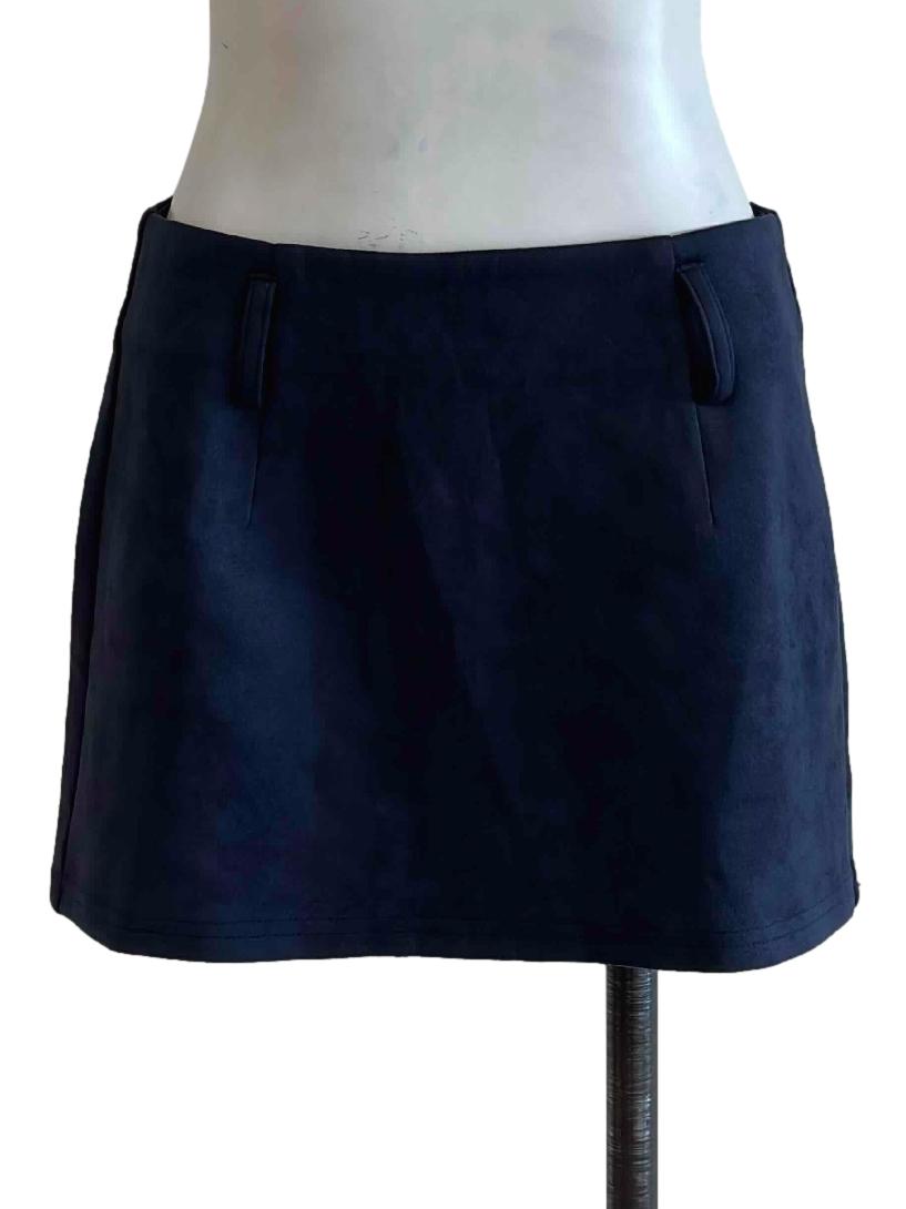 Navy Blue Velvet Mini Skirt