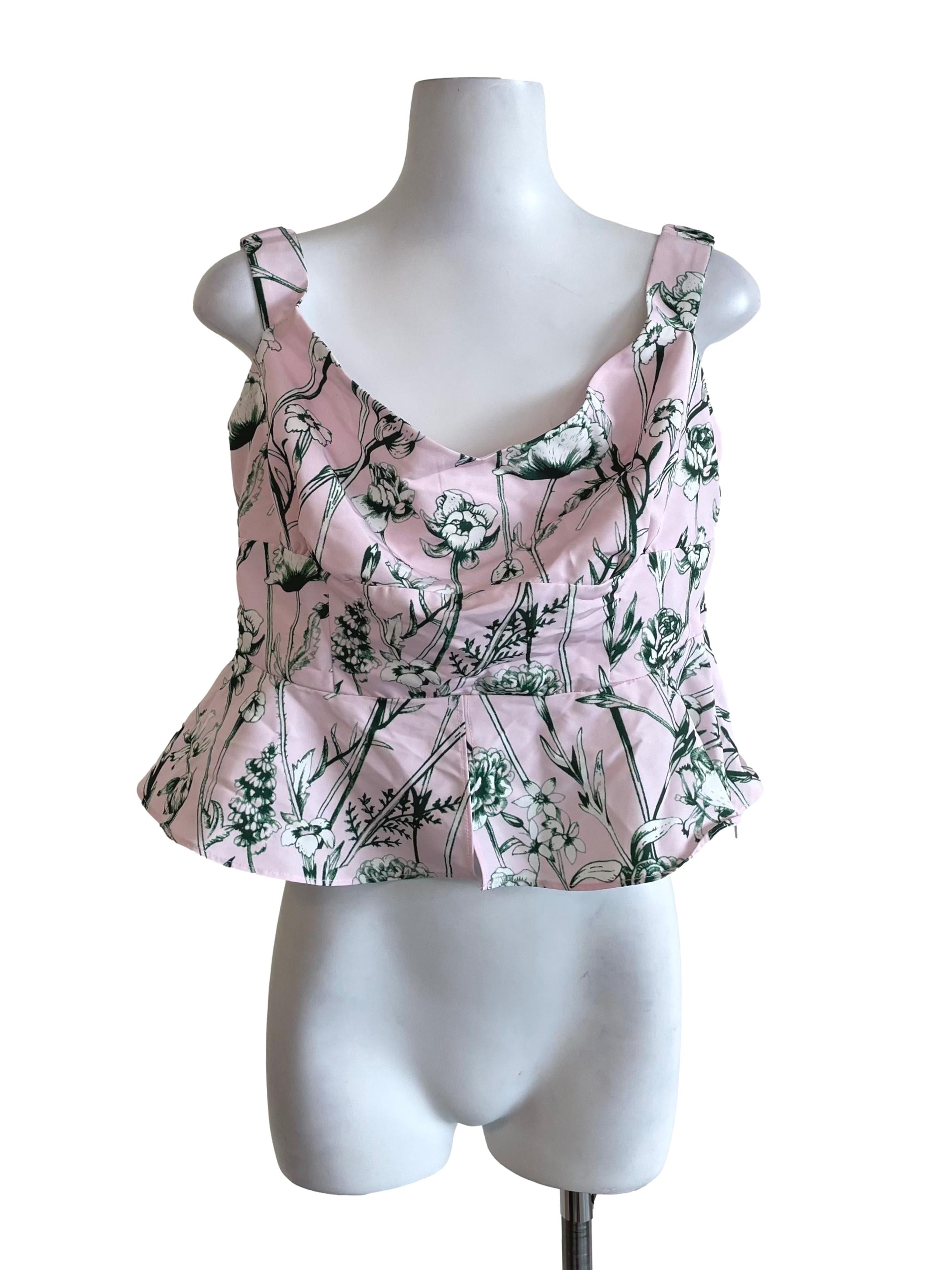 Blush Pink Floral Peplum Top