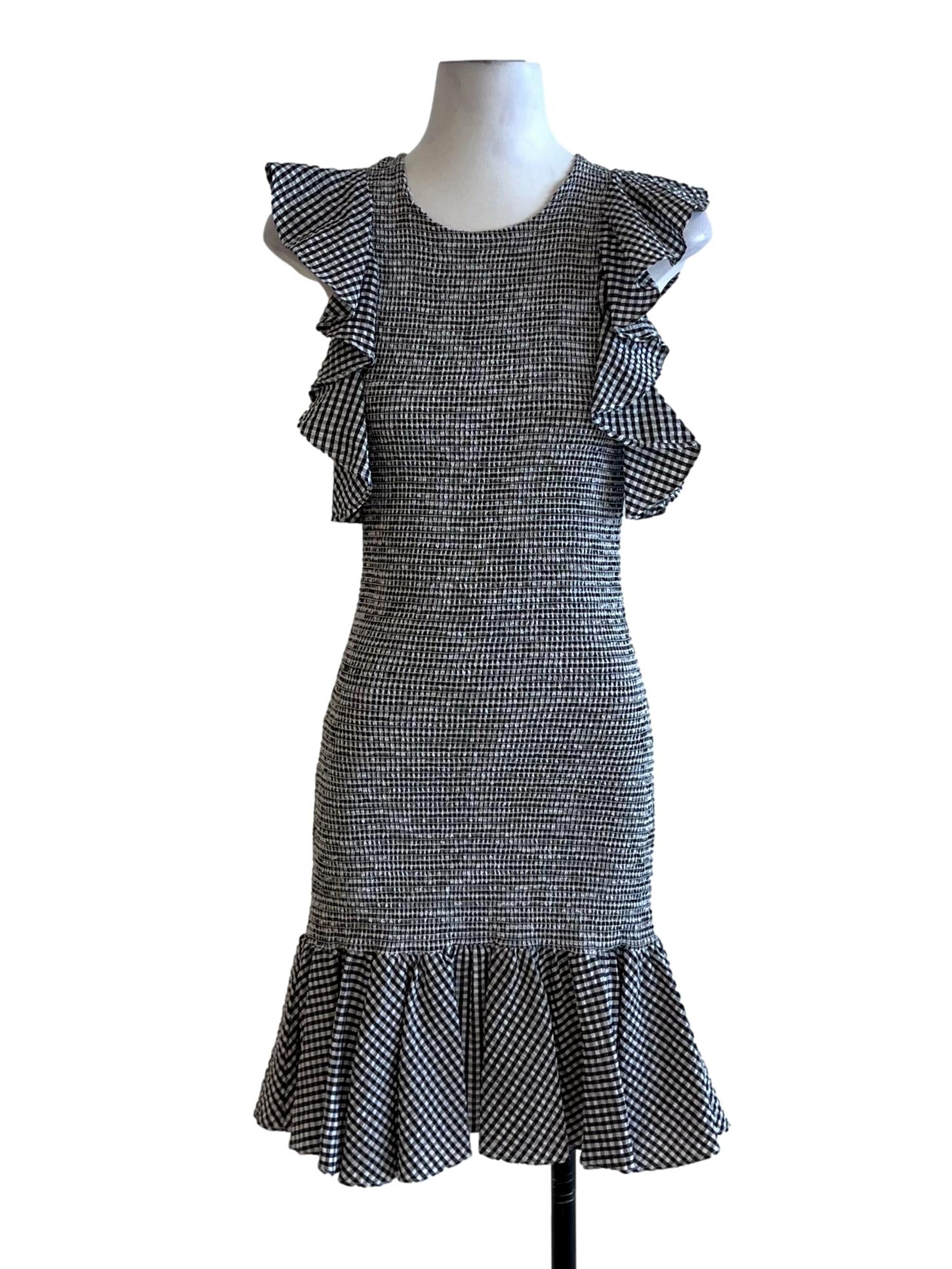 Black Gingham Sheath Dress
