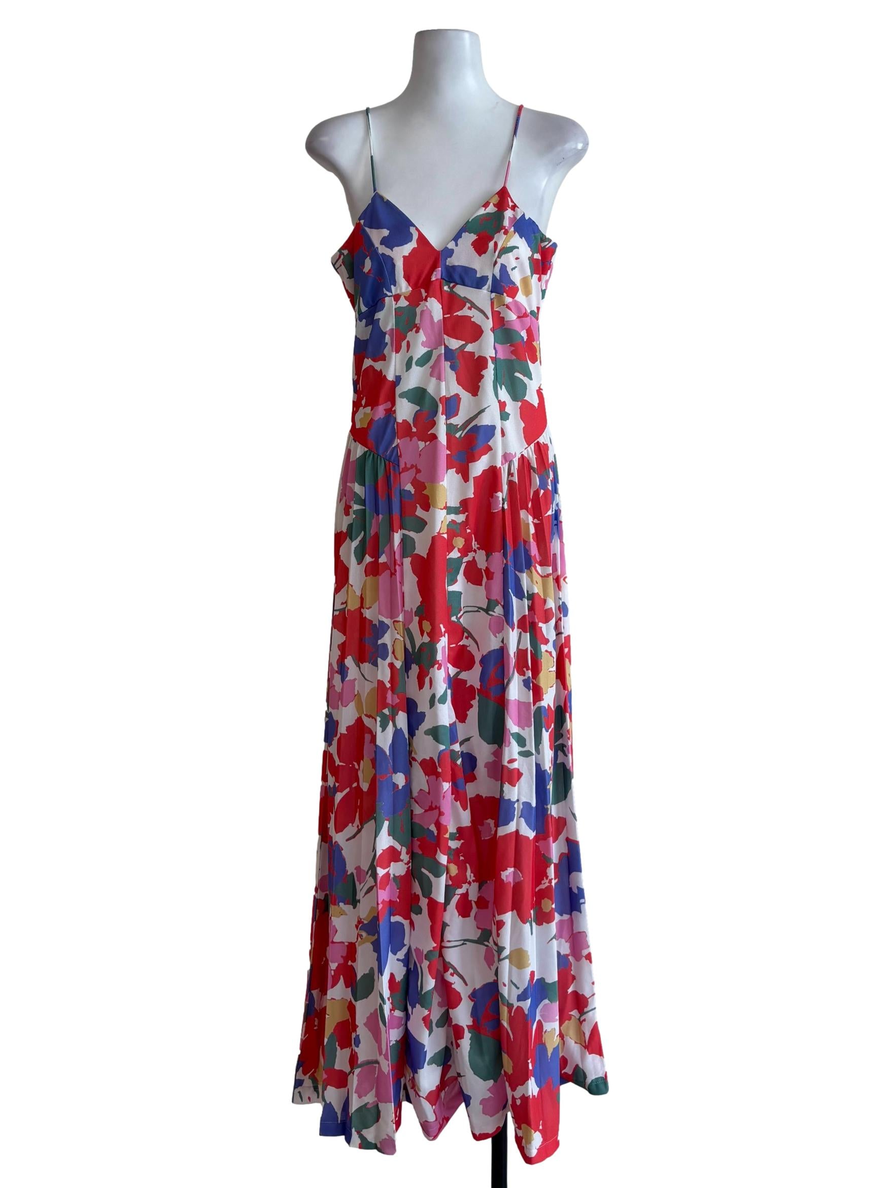 White Colourful Floral Spaghetti Strap Dress