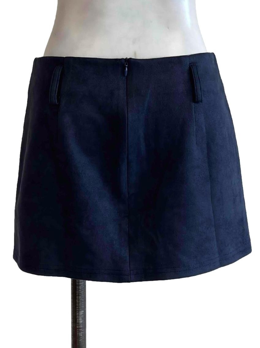 Navy Blue Velvet Mini Skirt