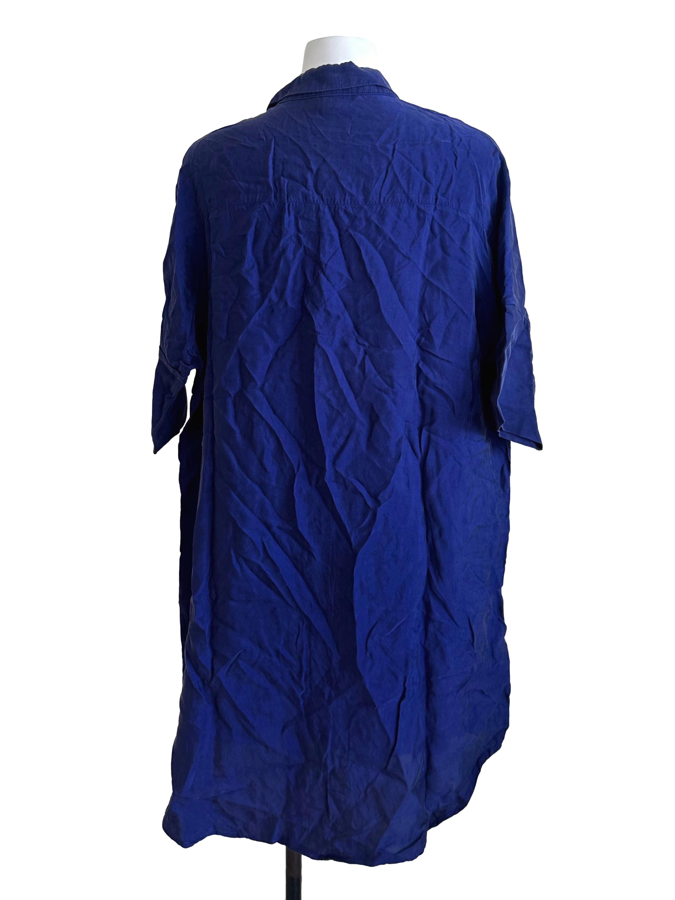 Berry Blue Collar Long Top
