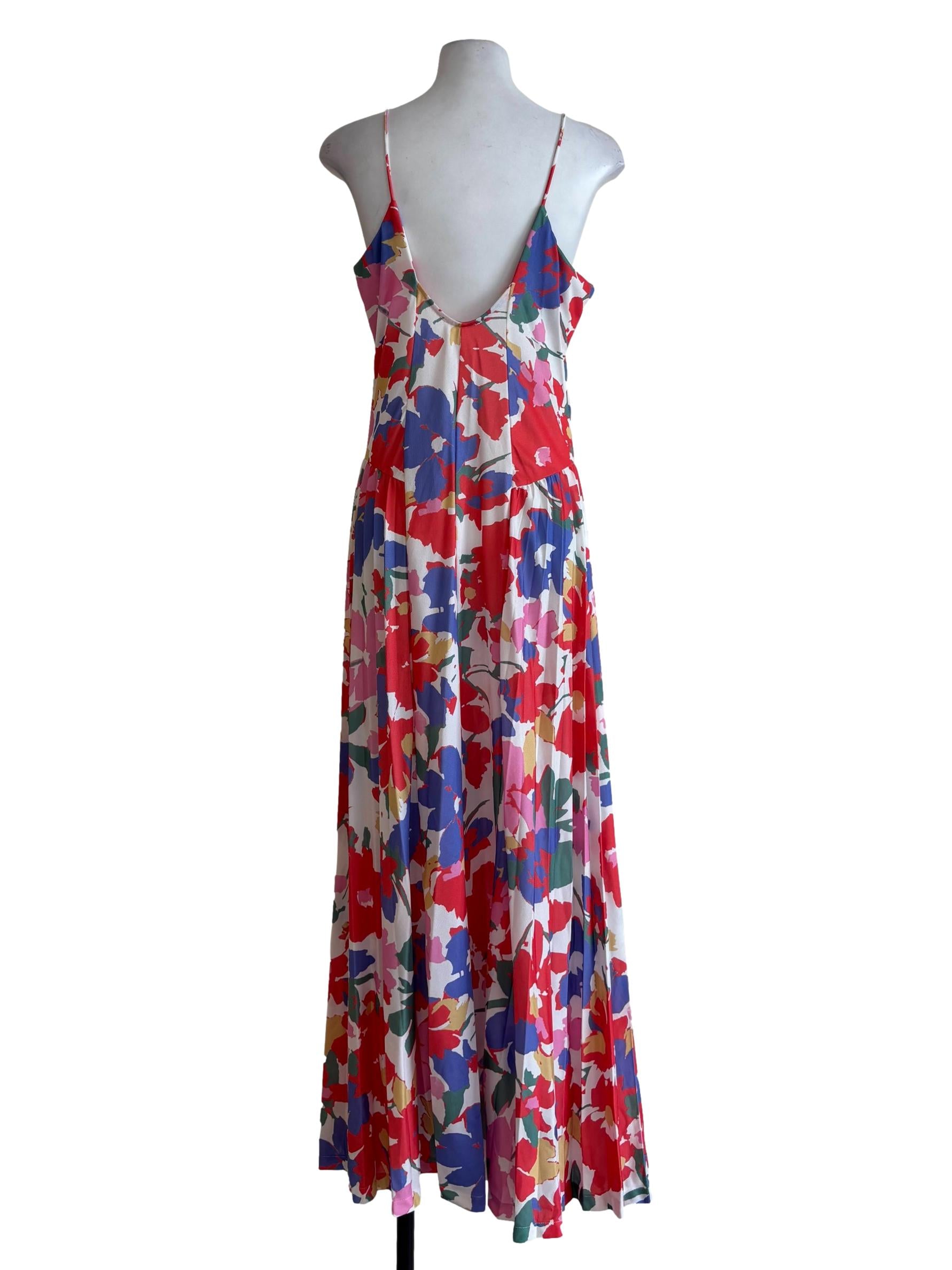 White Colourful Floral Spaghetti Strap Dress