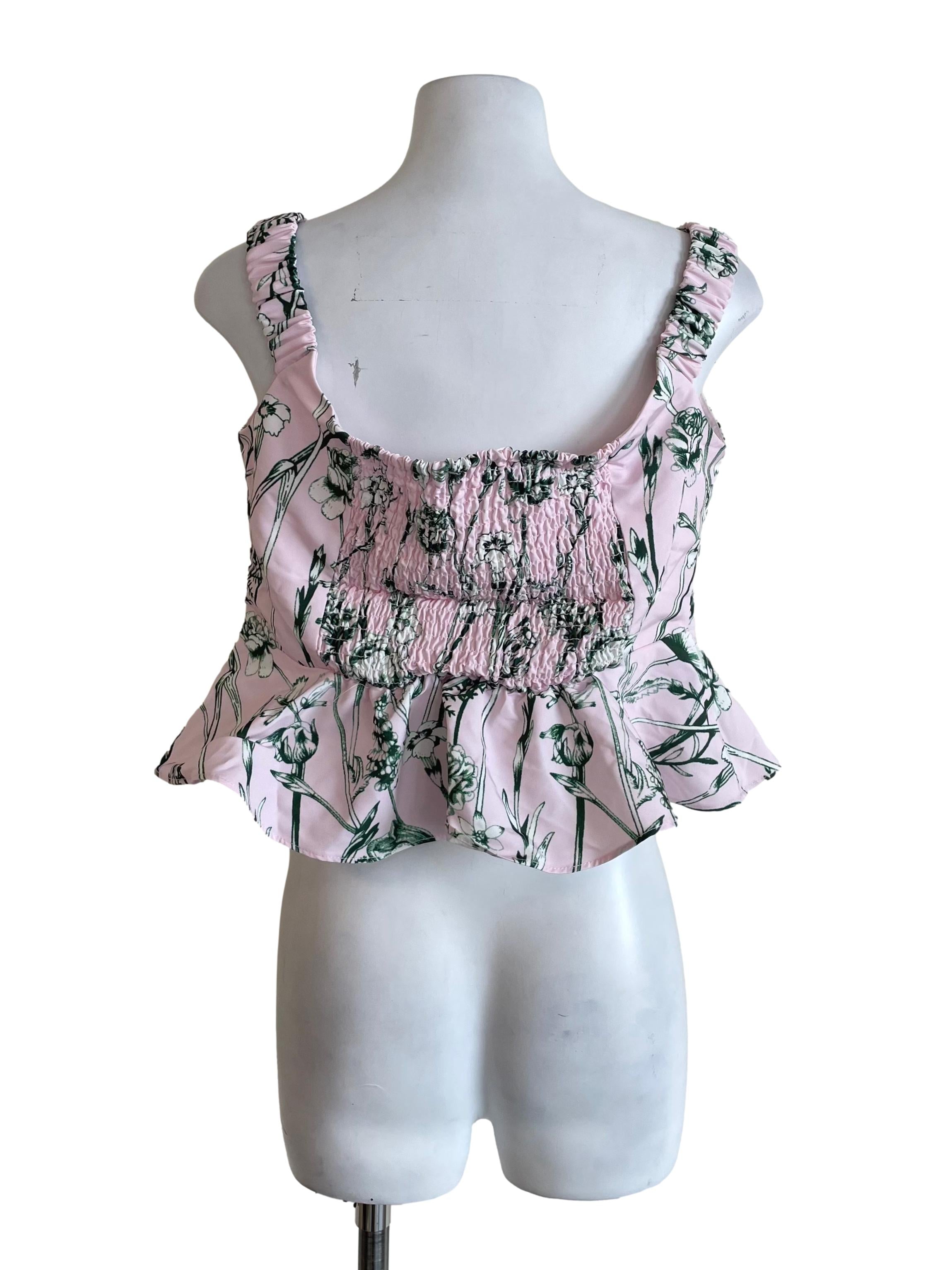 Blush Pink Floral Peplum Top