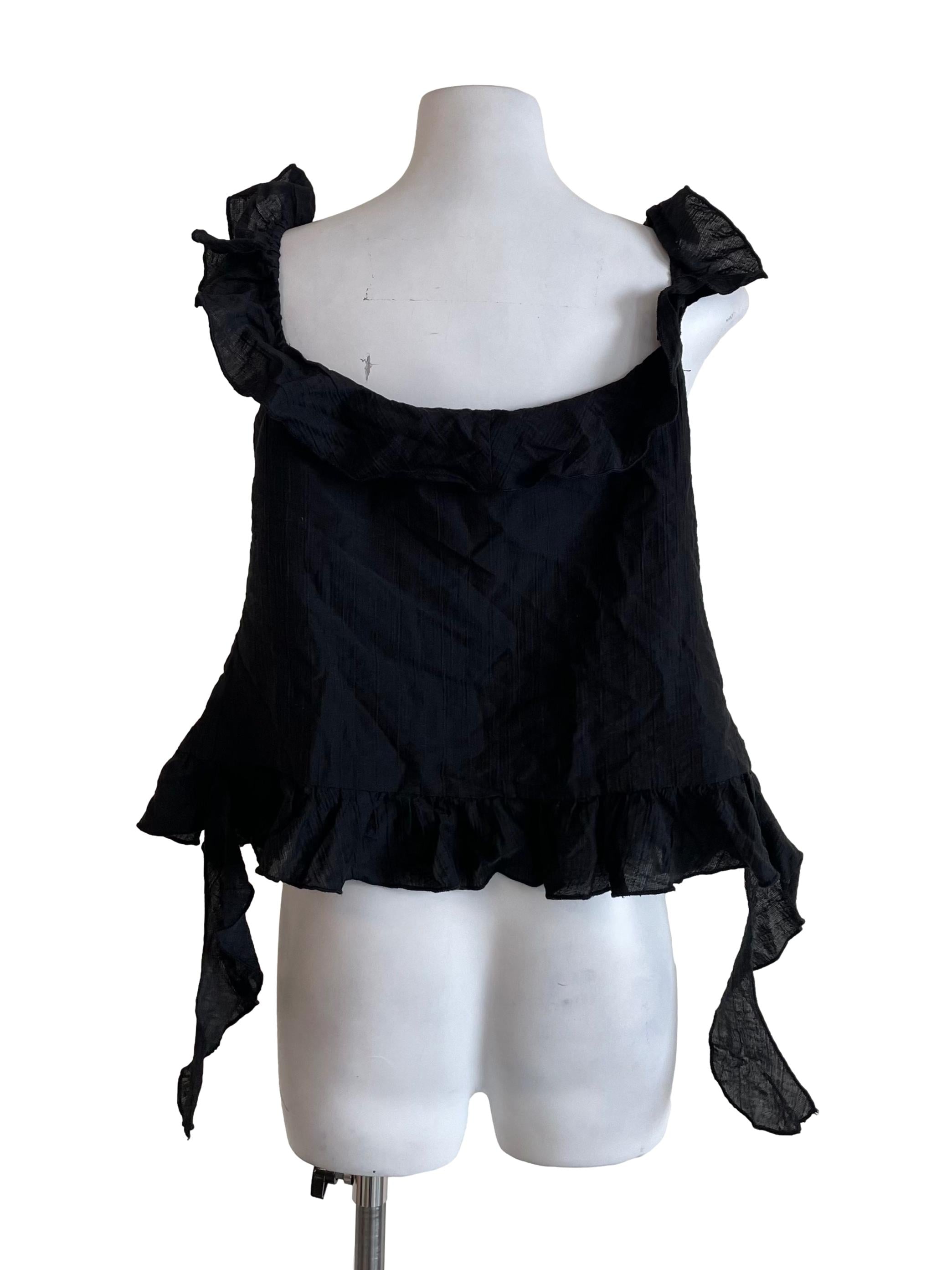 Black Ruffles Petite Top