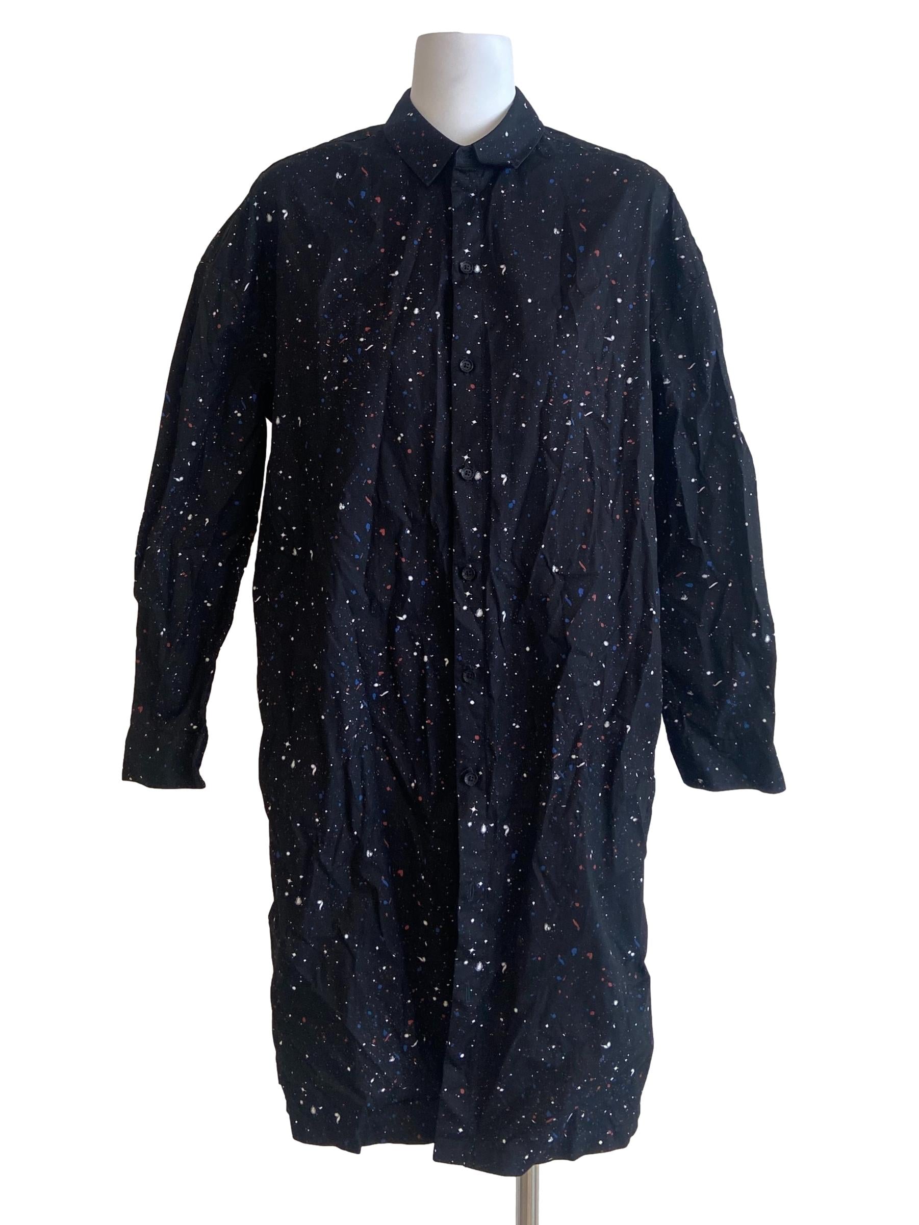 Black Colourful Dot Button Down Dress