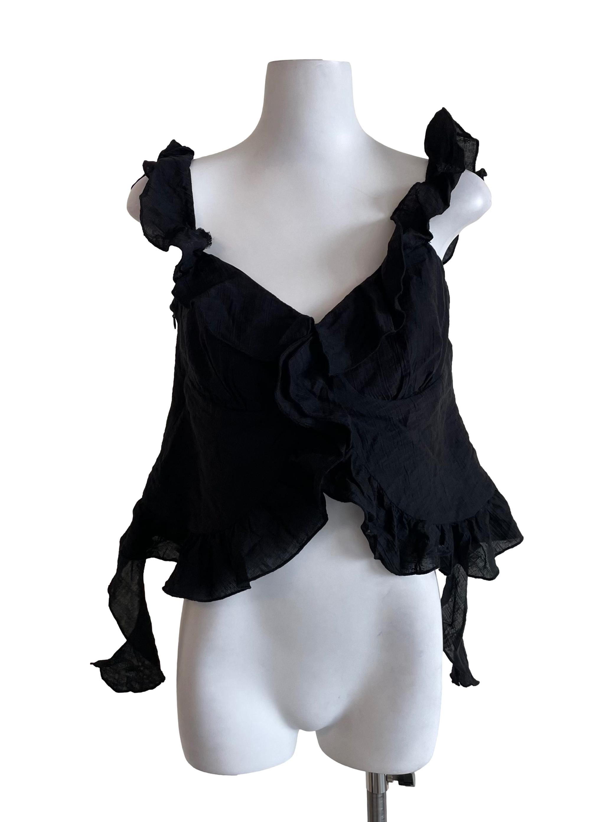 Black Ruffles Petite Top