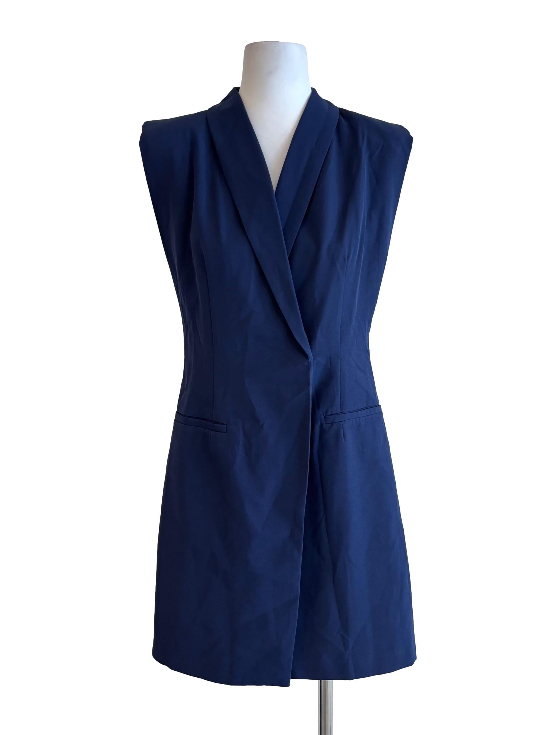Indigo Blue Sleeveless Blazer Dress