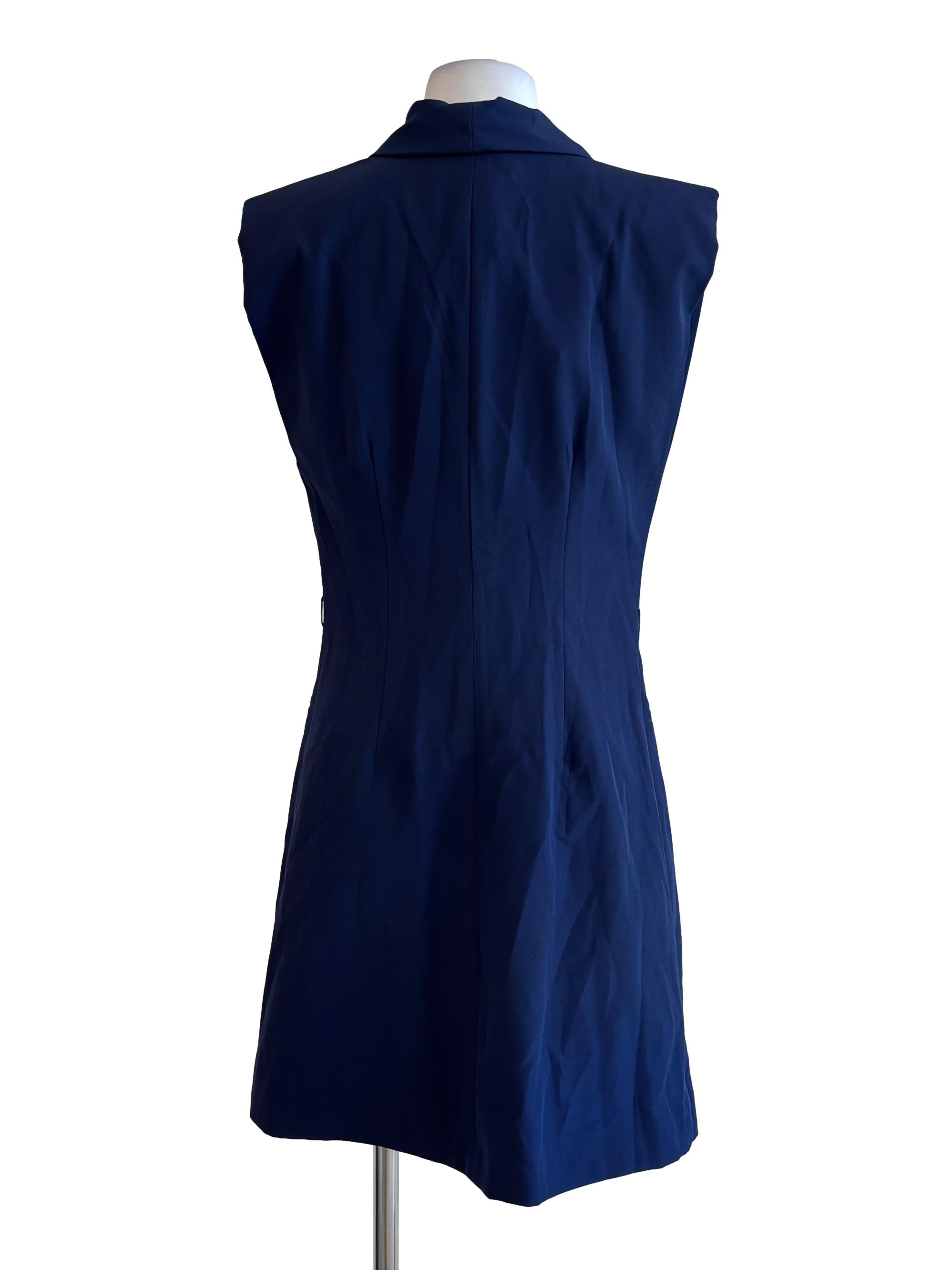 Indigo Blue Sleeveless Blazer Dress