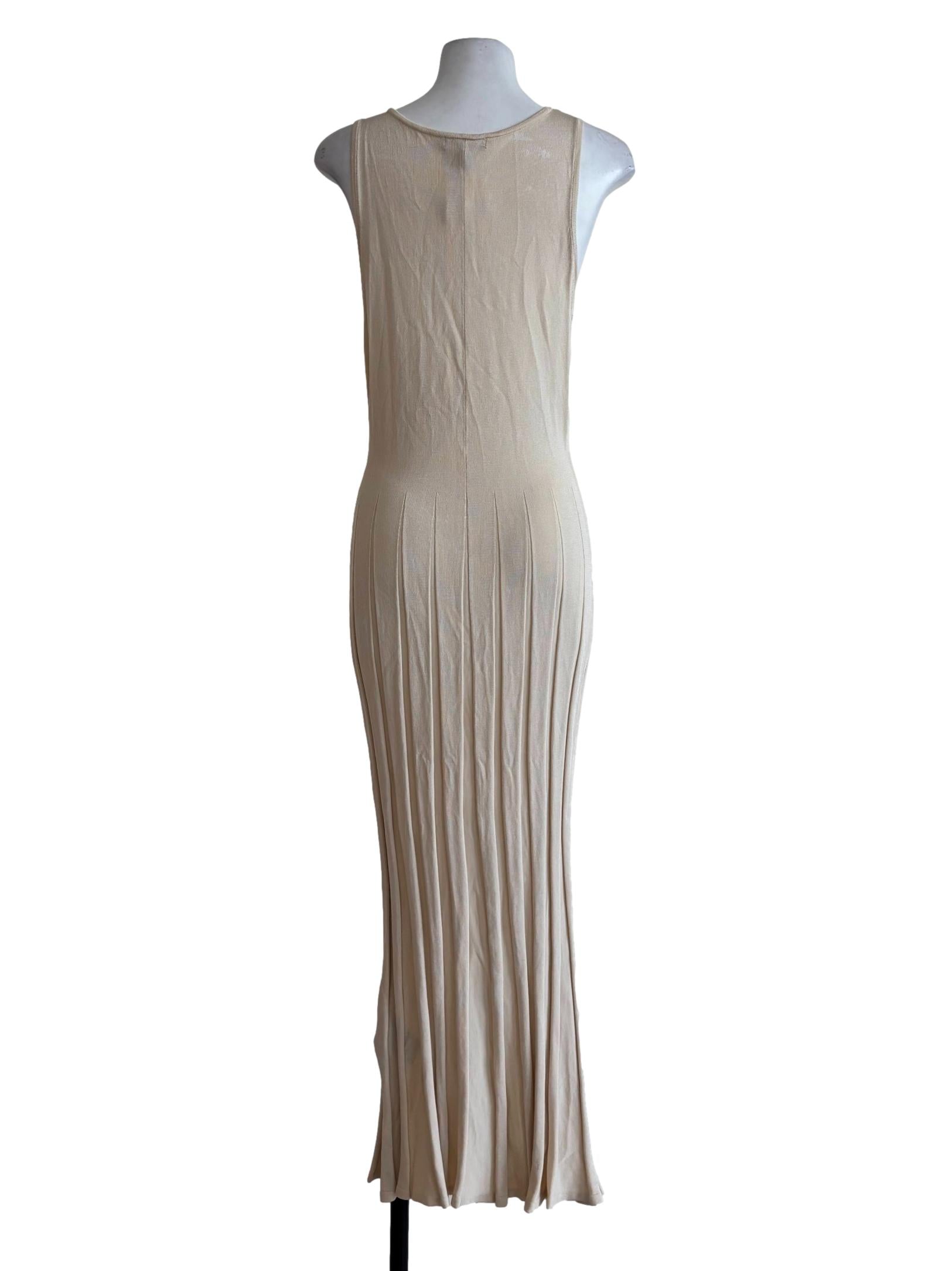 Beige Scoop Neck Sleeveless Bodycon Dress