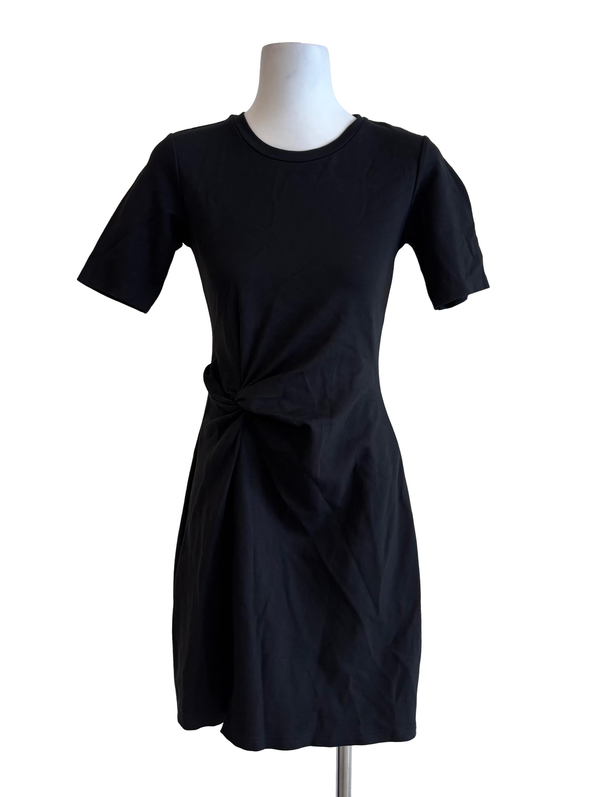 Jet Black Side Twist Sheath Dress