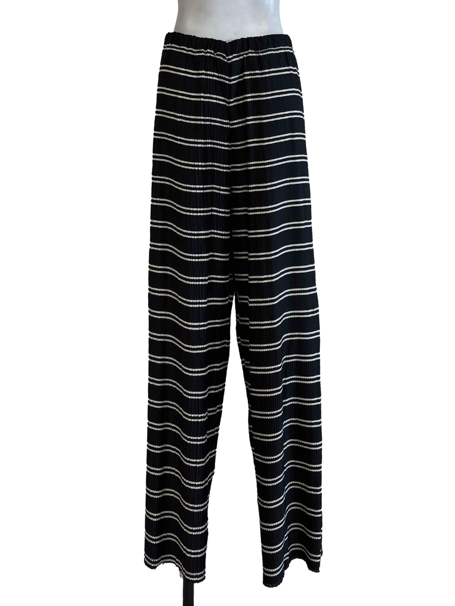 Black Stripes Unlined Relaxed Pants