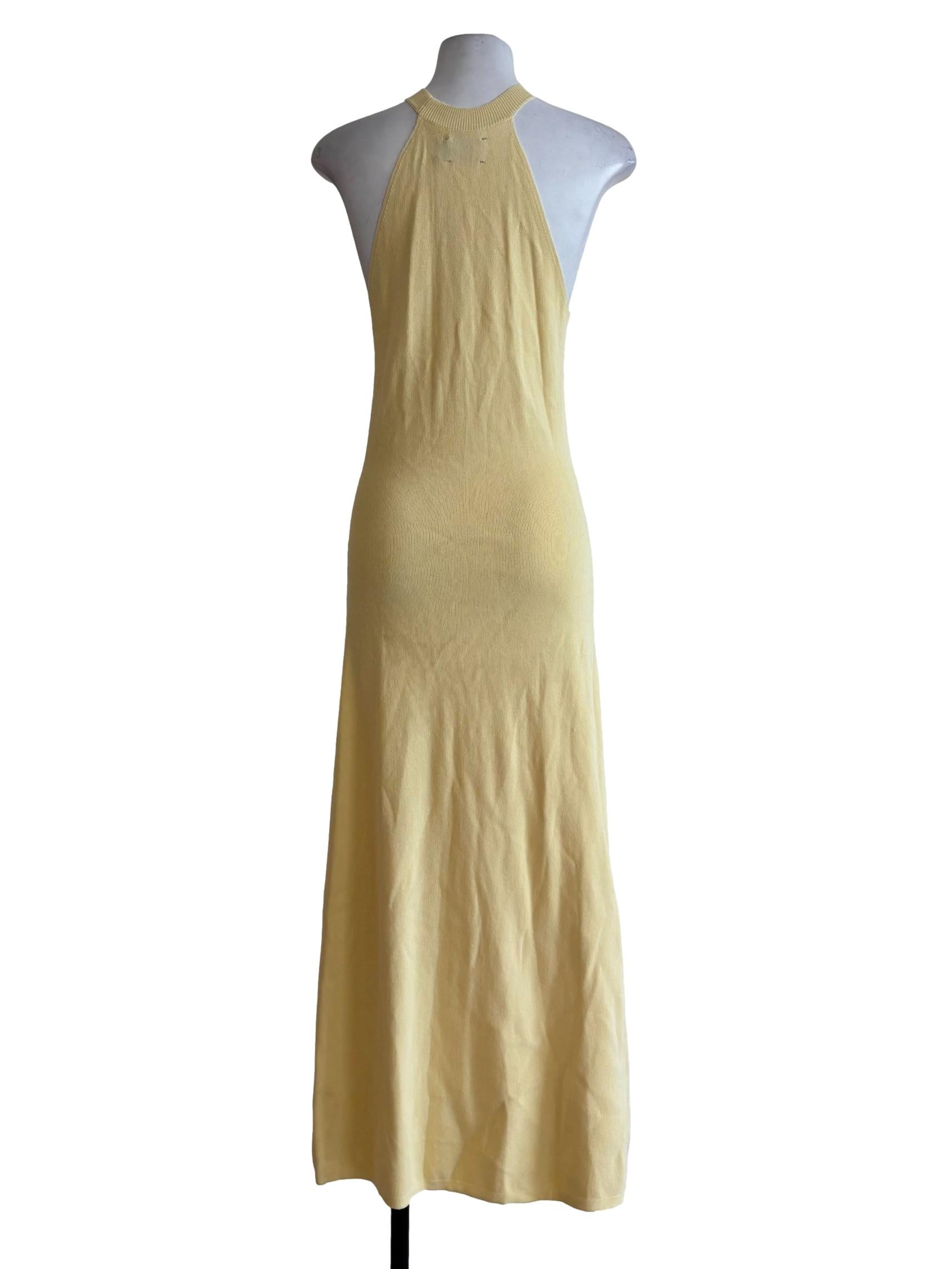 Butter Yellow Apron Neck Ribbed Dress