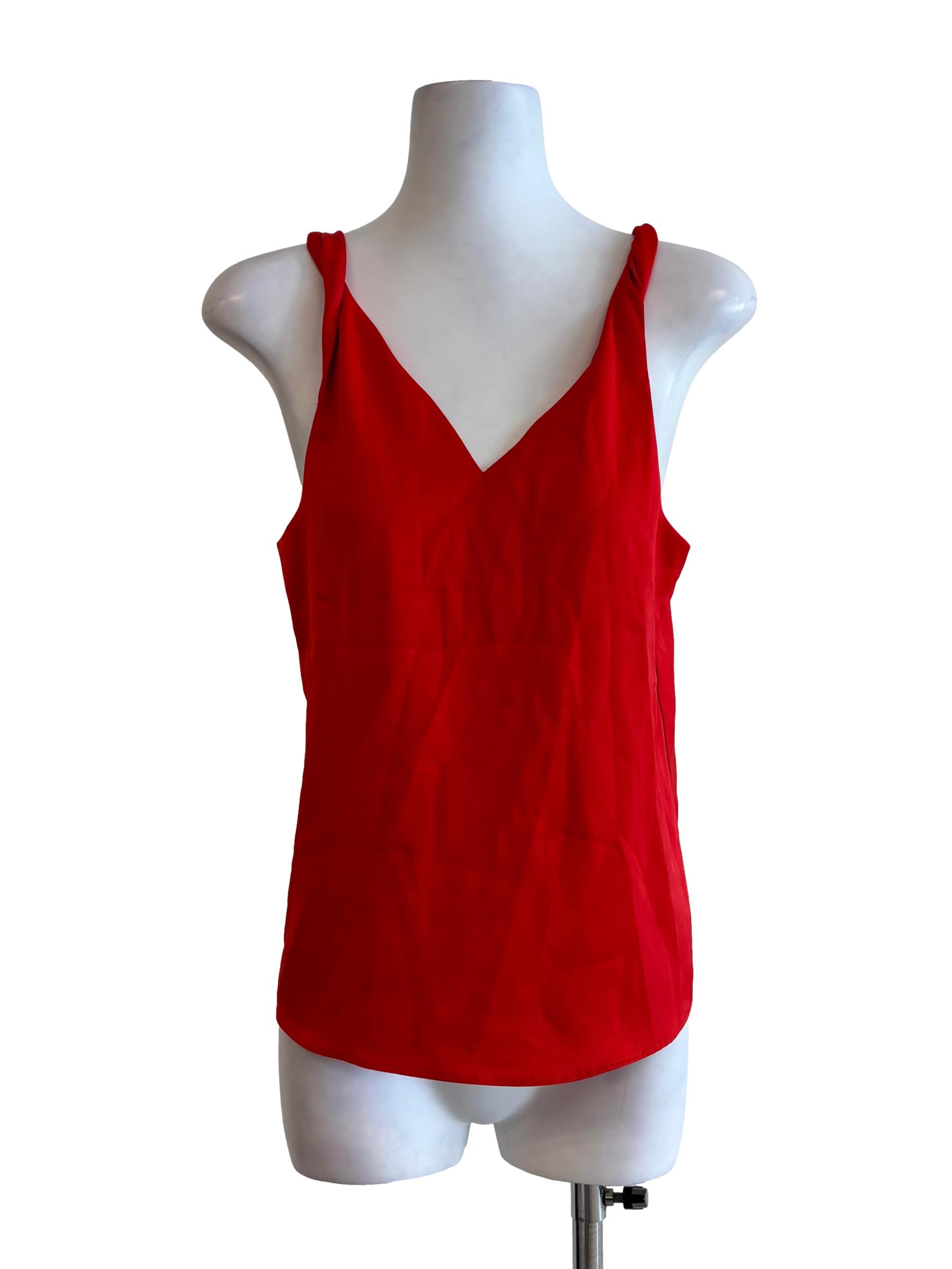Fire Red Twist Strap Top