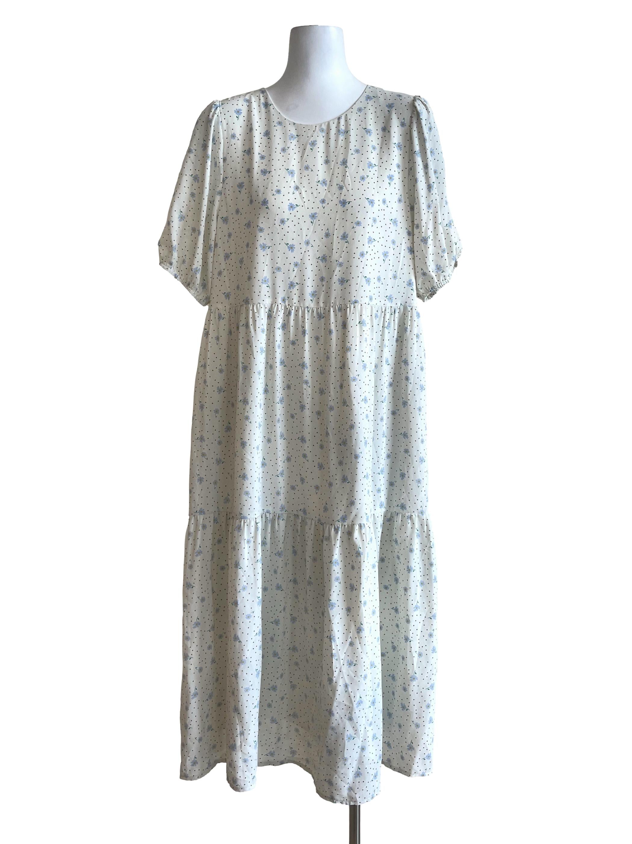 White Floral Pattern Dress