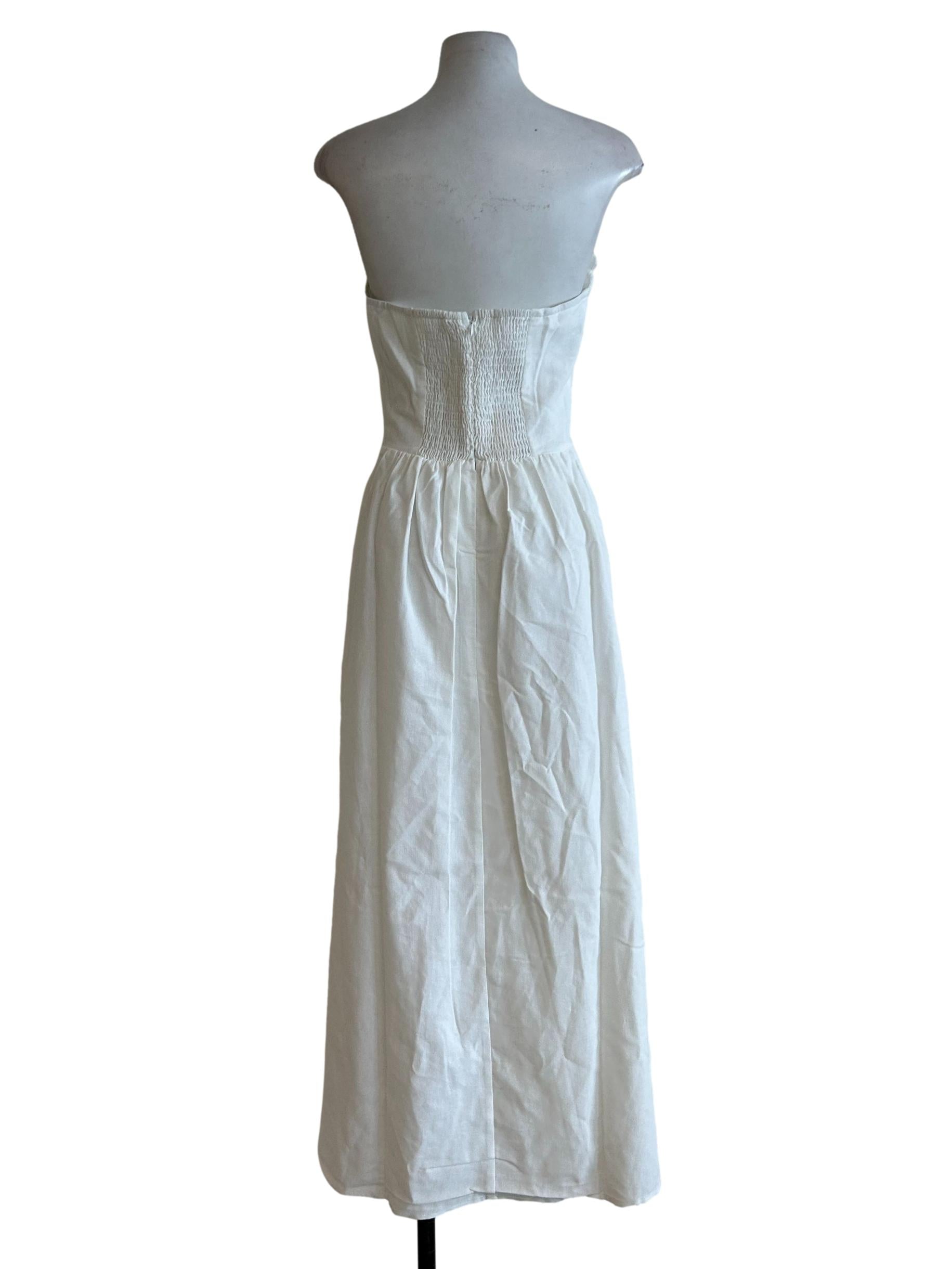 White Linen Sweetheart Corset Dress