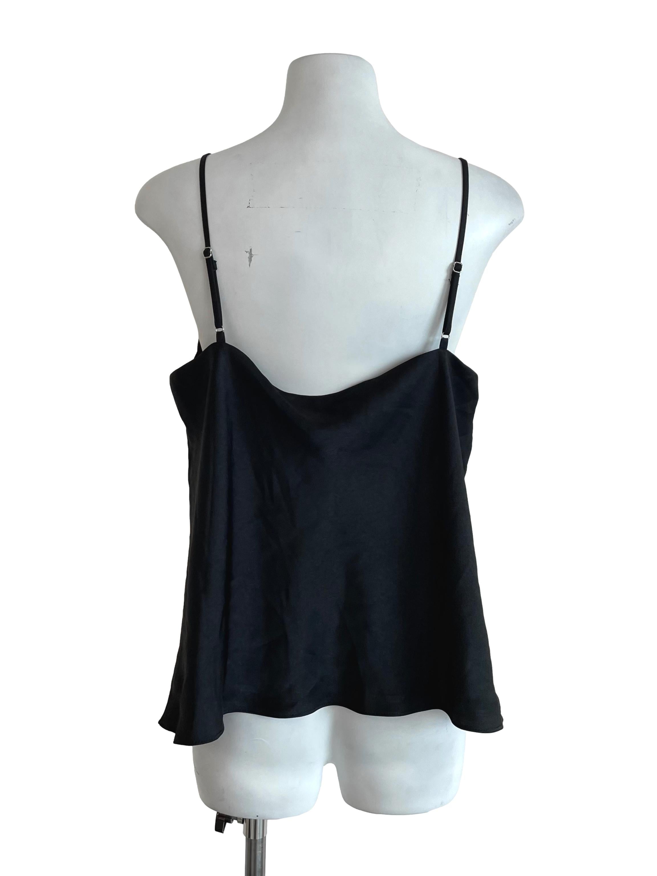 Black Draped Satin Camisole