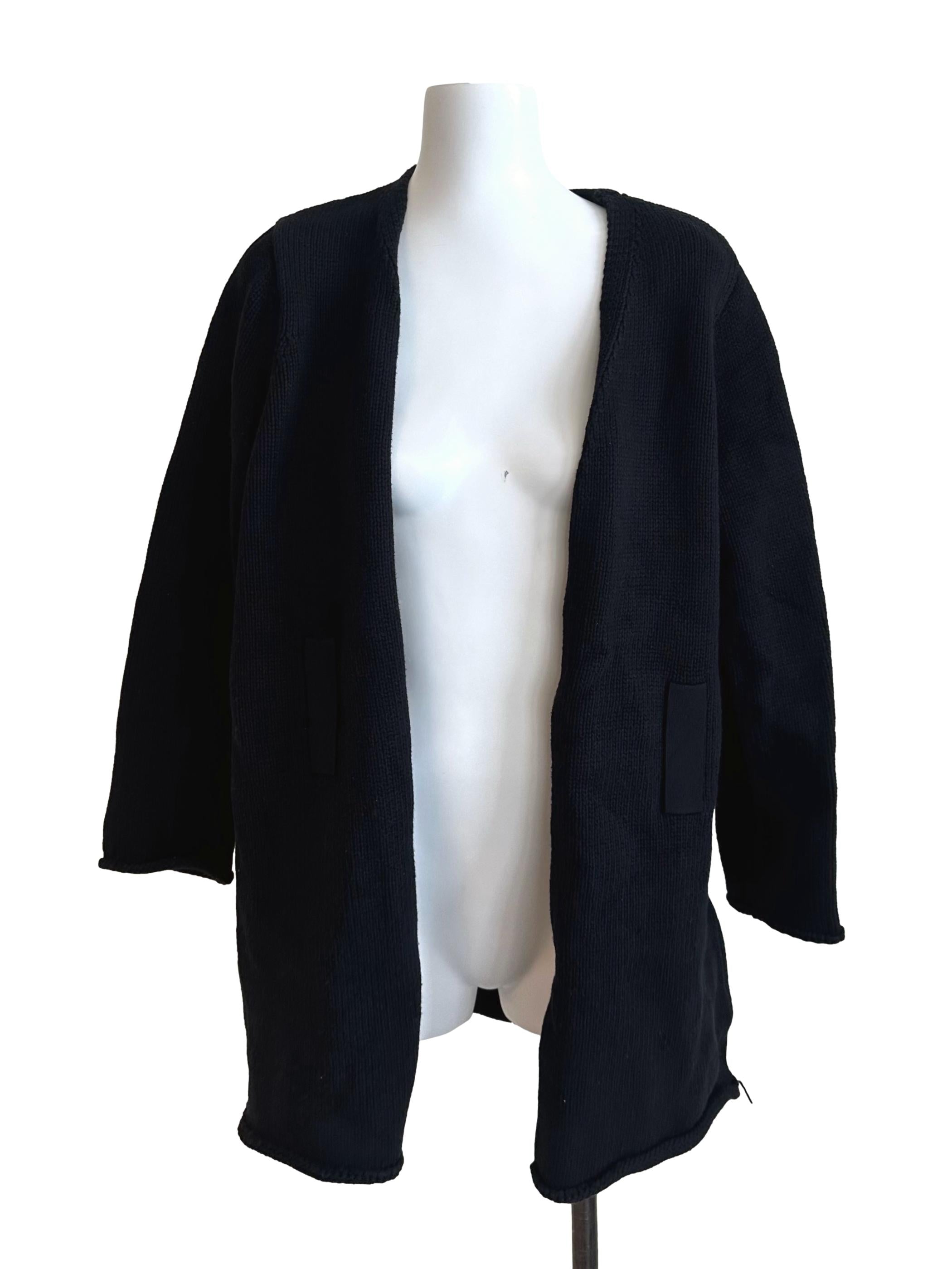 Raven Black Front Open Knit Jacket