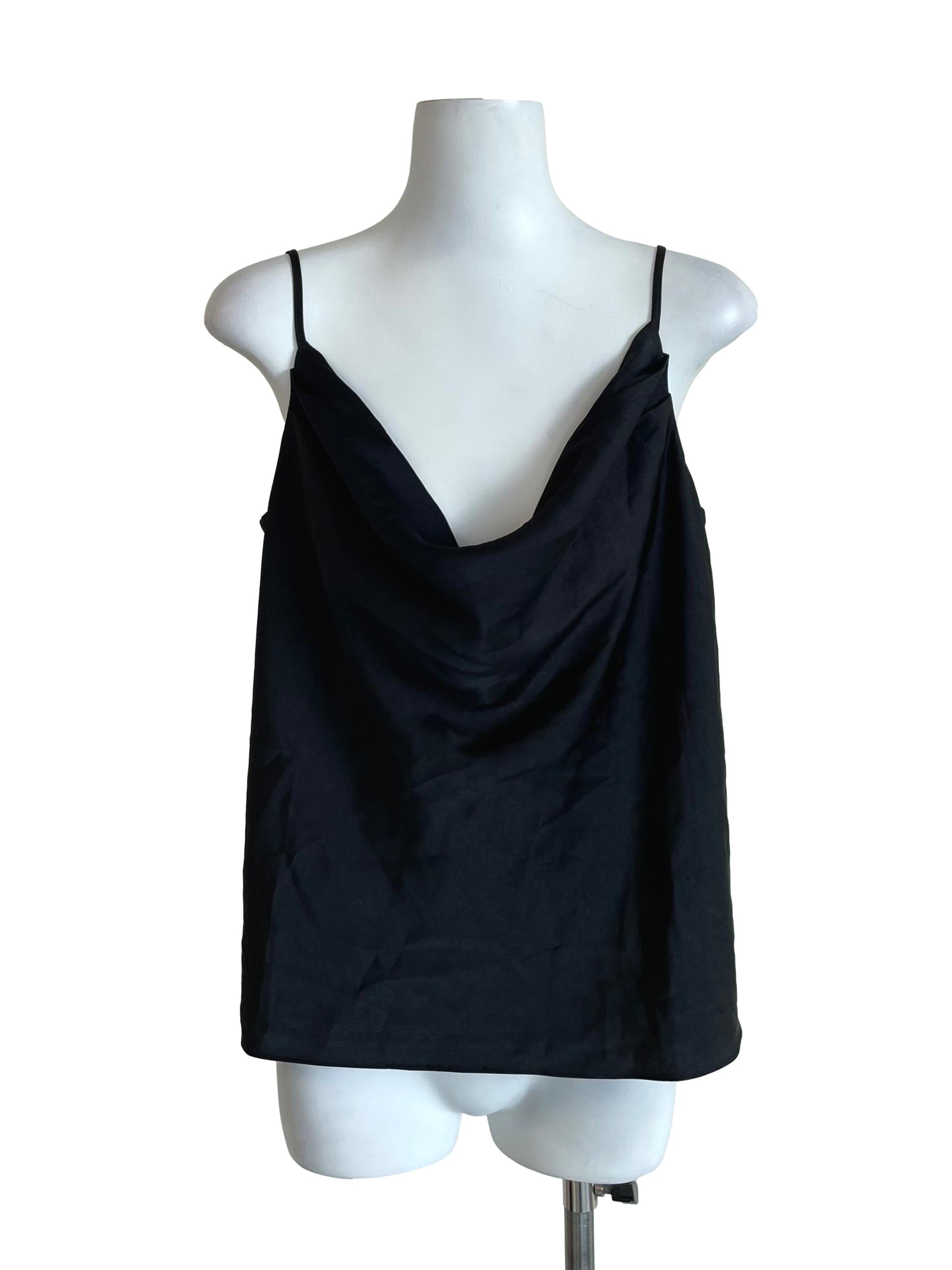 Black Draped Satin Camisole