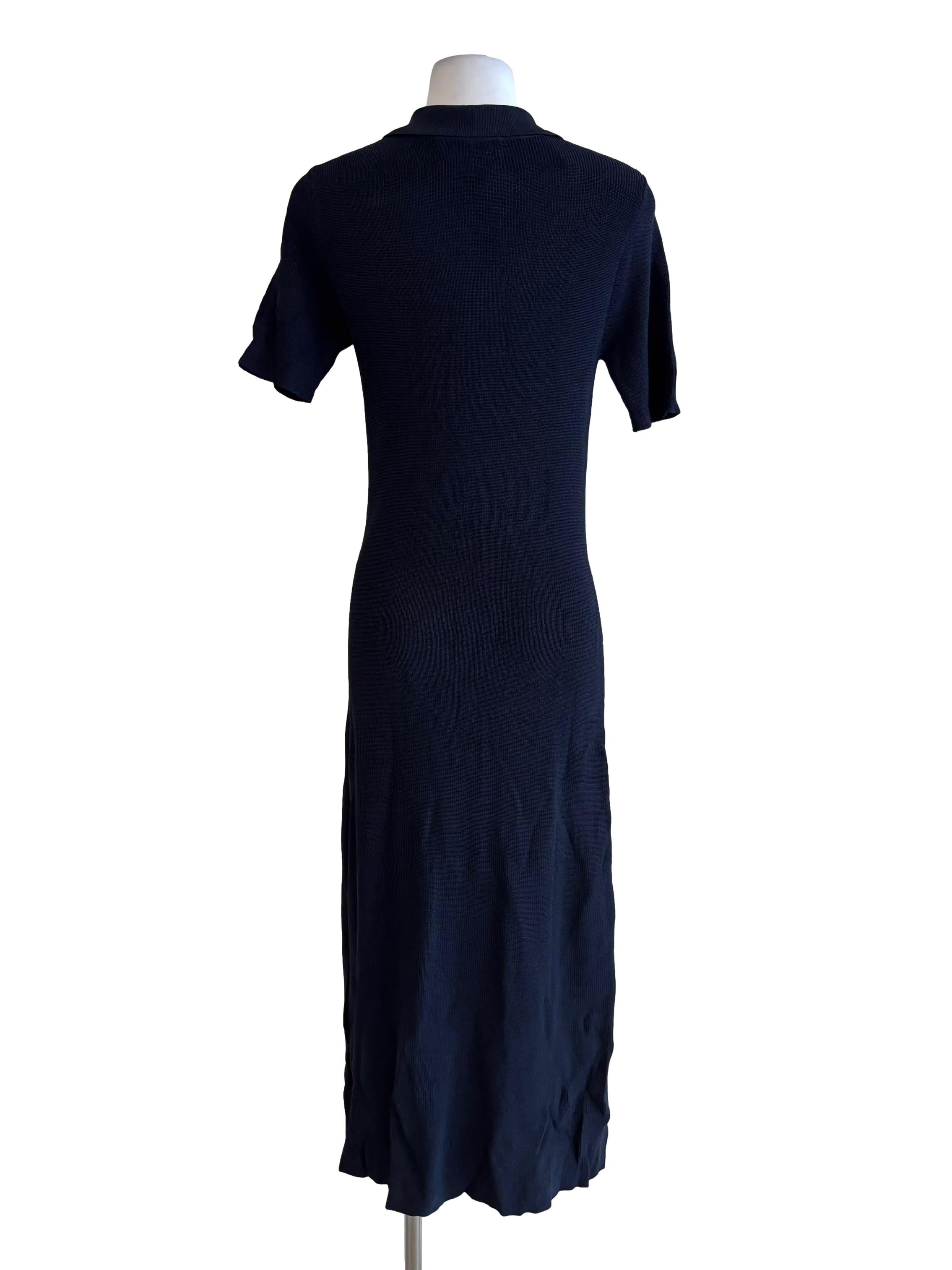 Navy Blue Ribbed Polo Dress