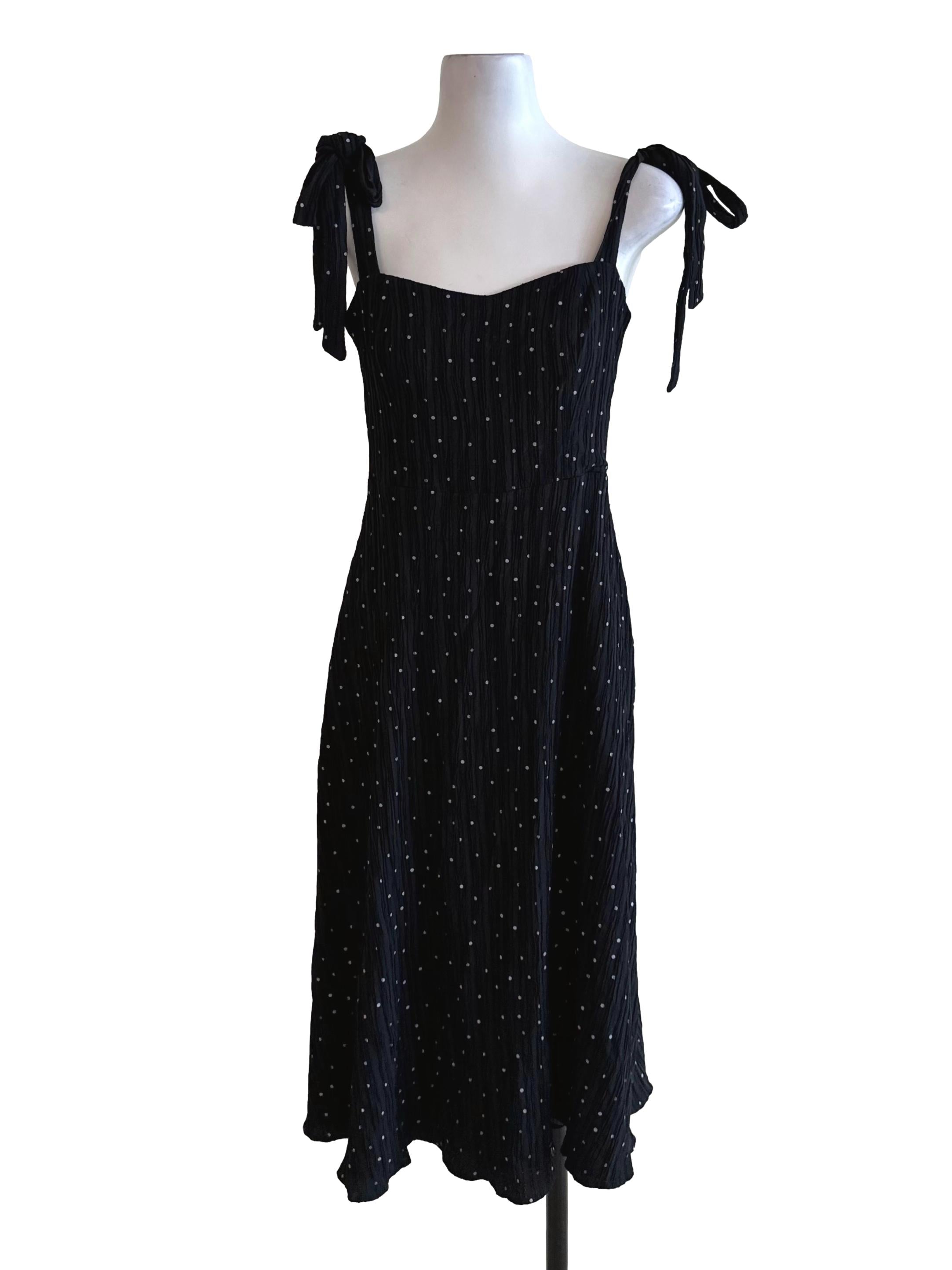 Raven Black Polka Dot Textured Dress LB